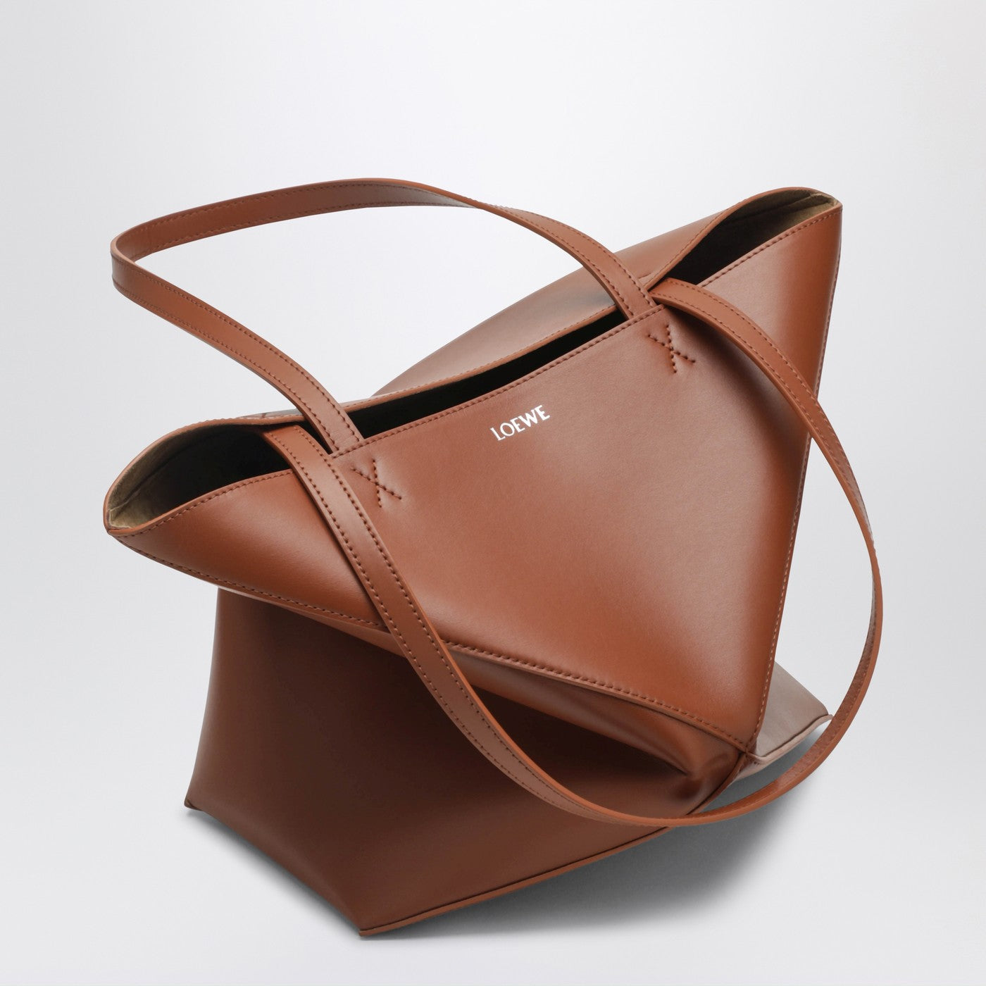 Borsa Puzzle Fold Tote media marrone chiara