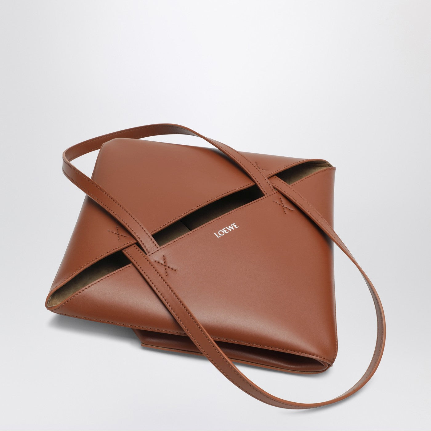 Borsa Puzzle Fold Tote media marrone chiara