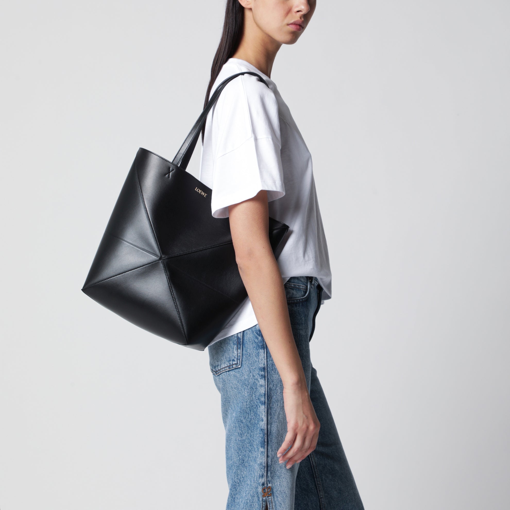 Medium Puzzle Fold Tote bag in black