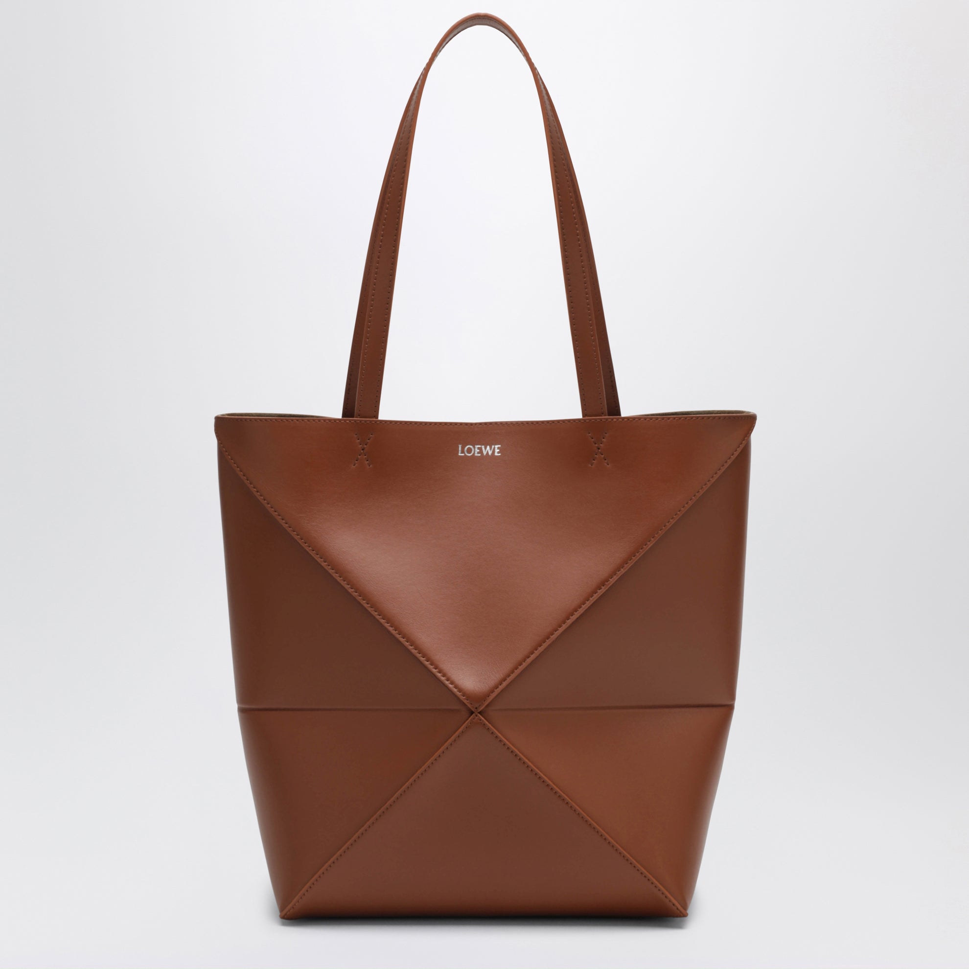 Medium Puzzle Fold tote bag in light brown leather