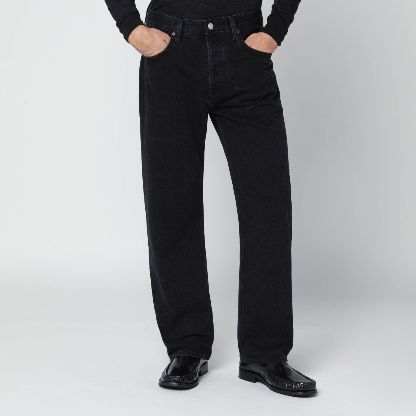 Schwarze Regular Jeans