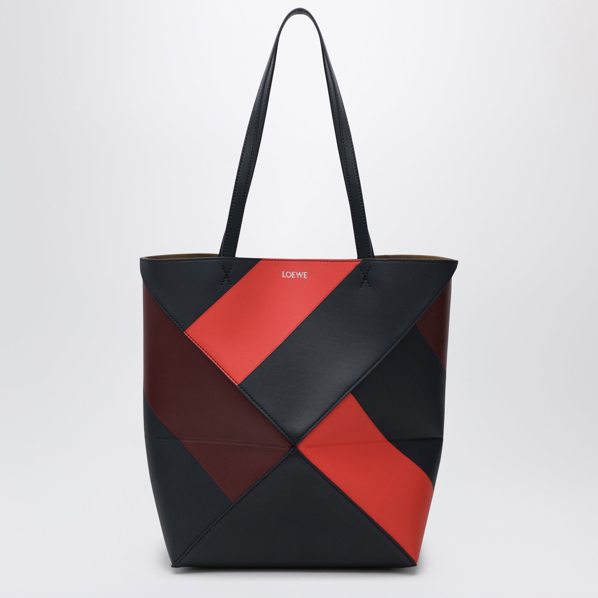 Sac Puzzle Fold Tote en cuir de veau multicolore