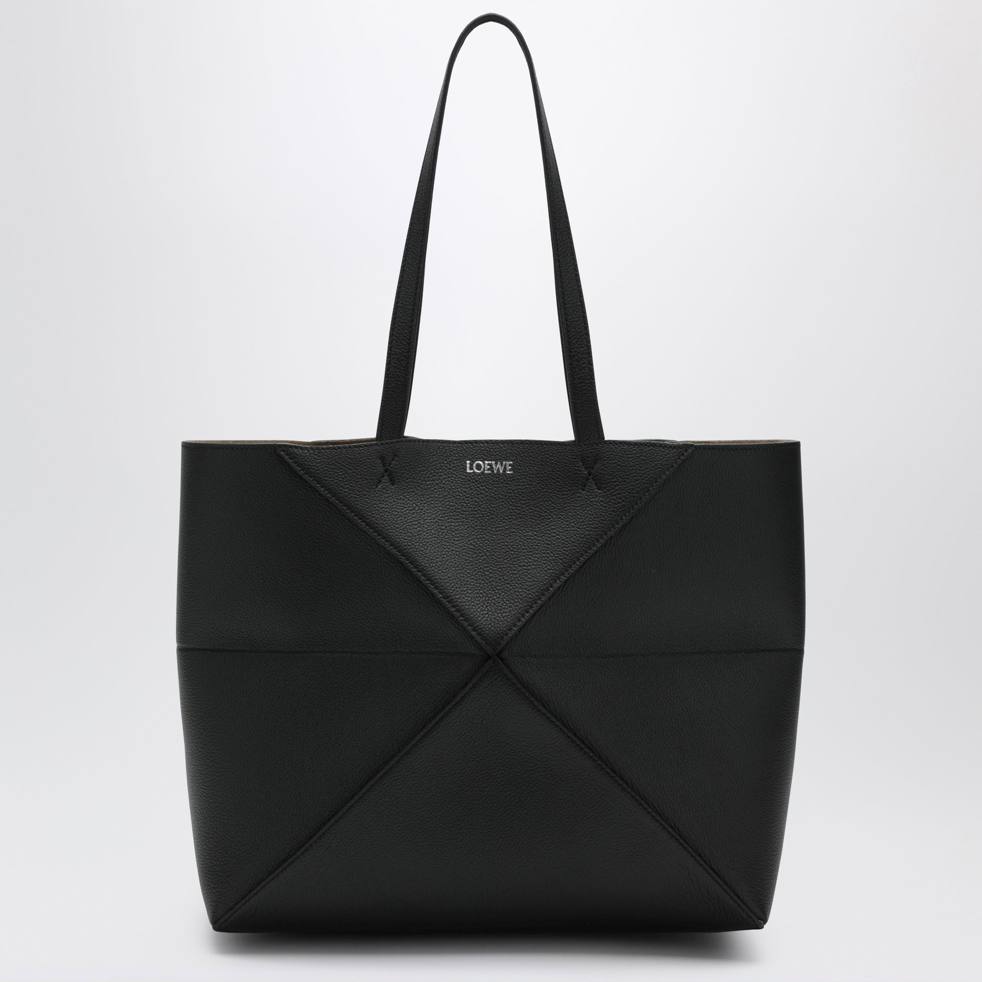 Sac fourre-tout Puzzle Fold moyen en cuir noir