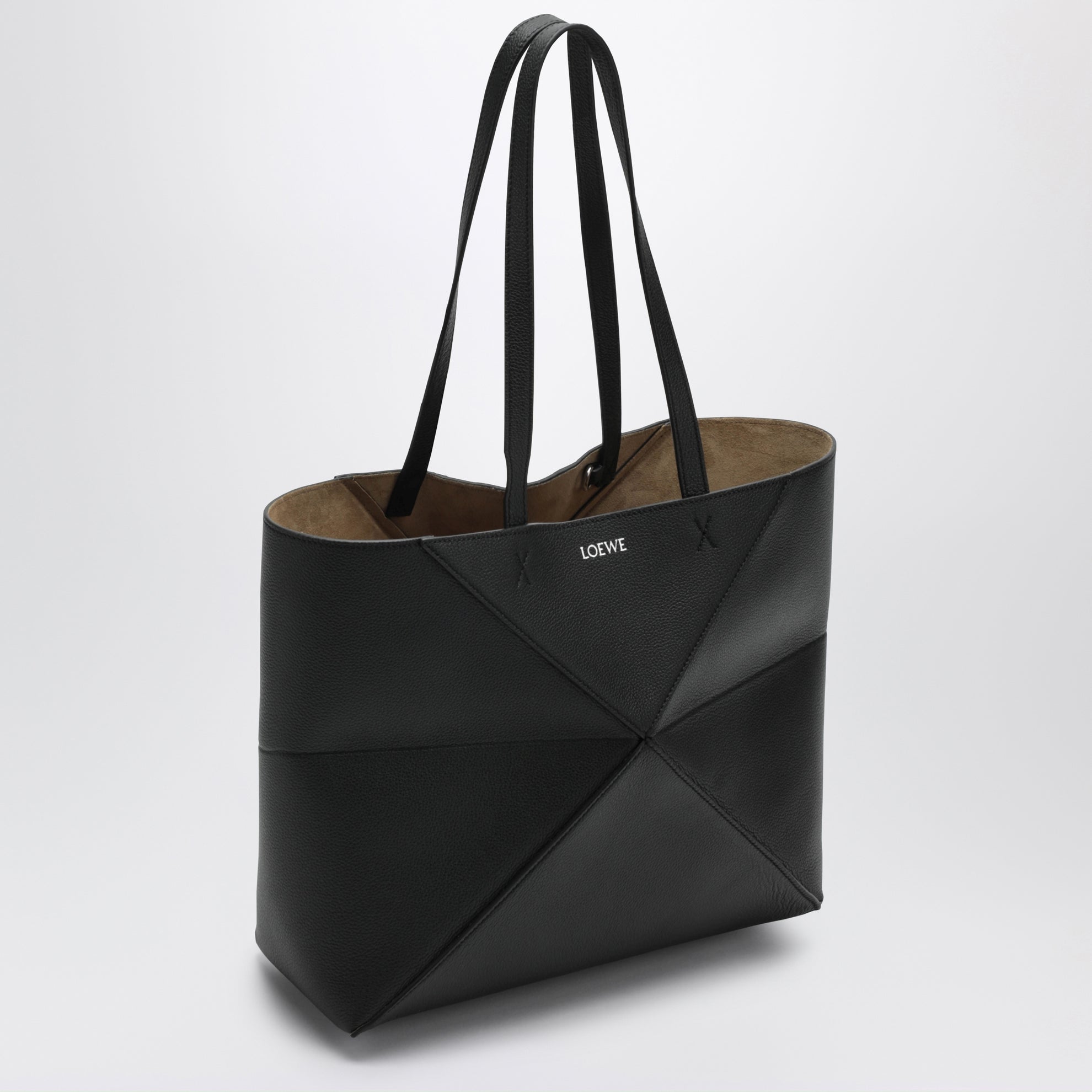 Sac fourre-tout Puzzle Fold moyen en cuir noir