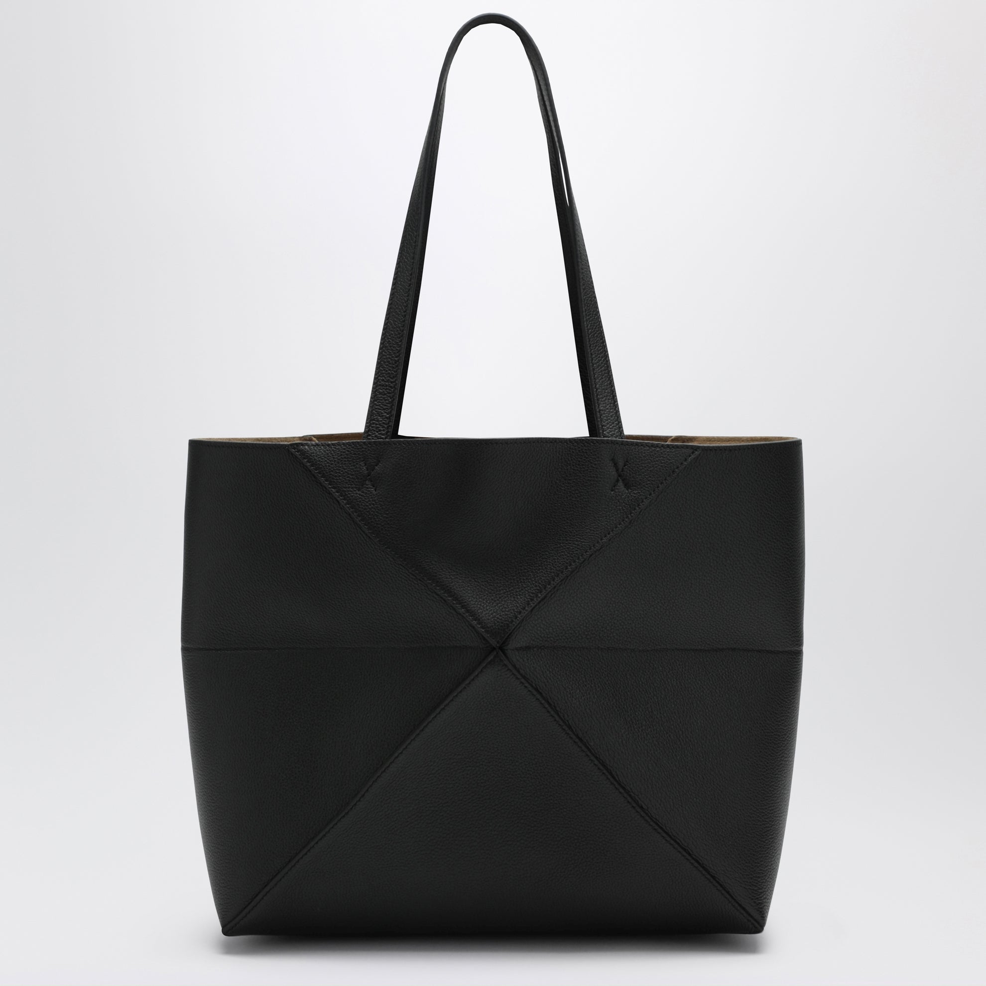 Sac fourre-tout Puzzle Fold moyen en cuir noir