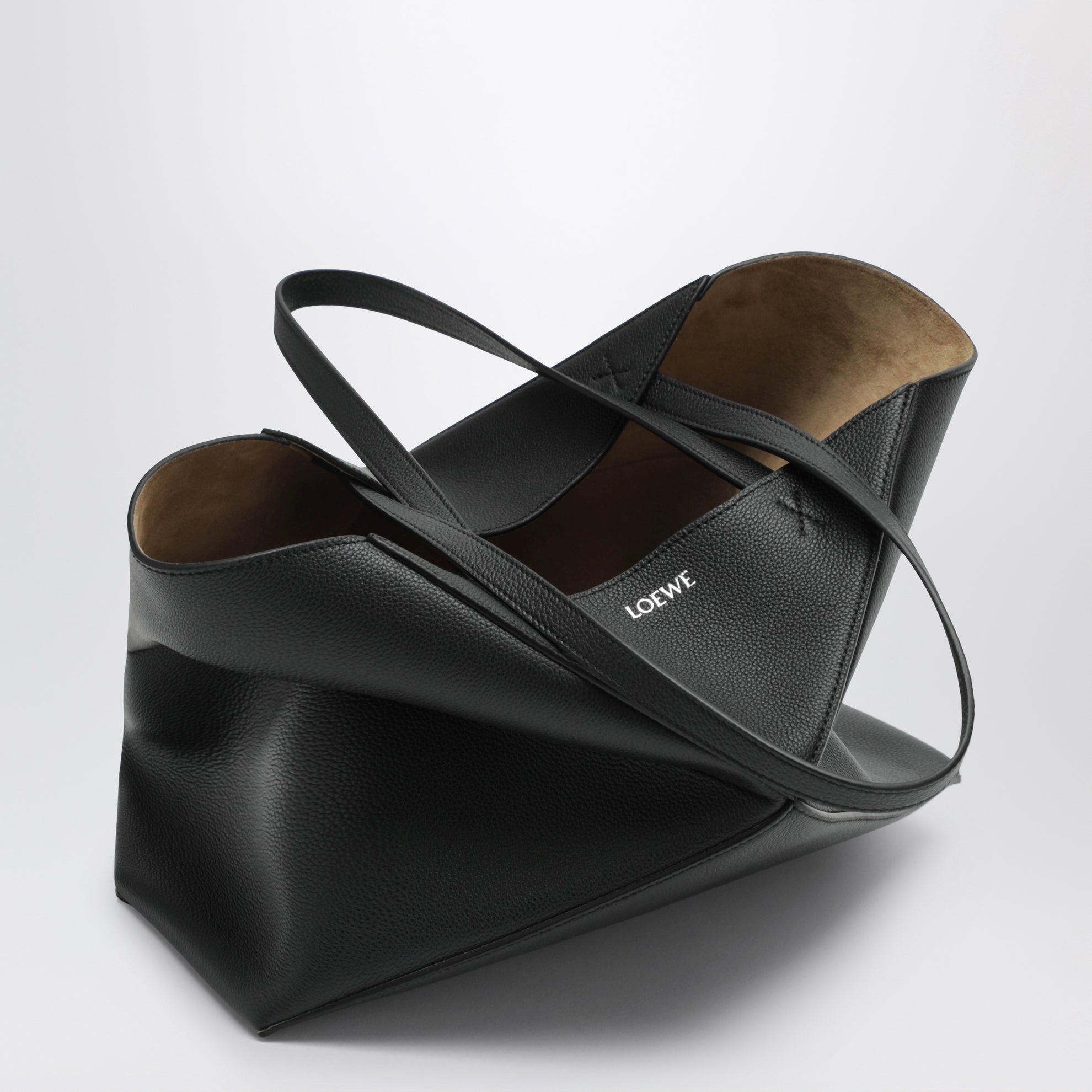 Sac fourre-tout Puzzle Fold moyen en cuir noir
