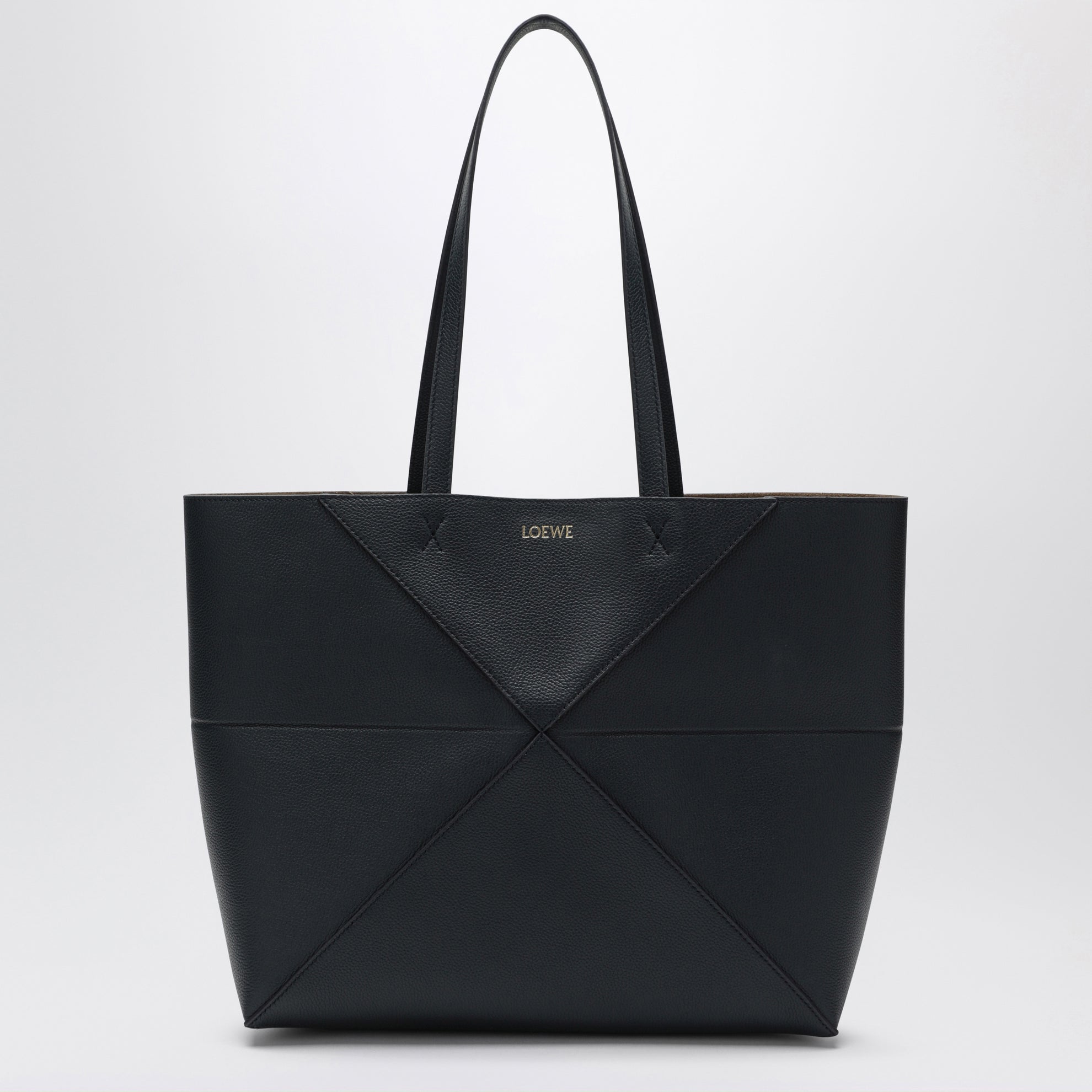 Medium Puzzle Fold tote bag in navy blue leather