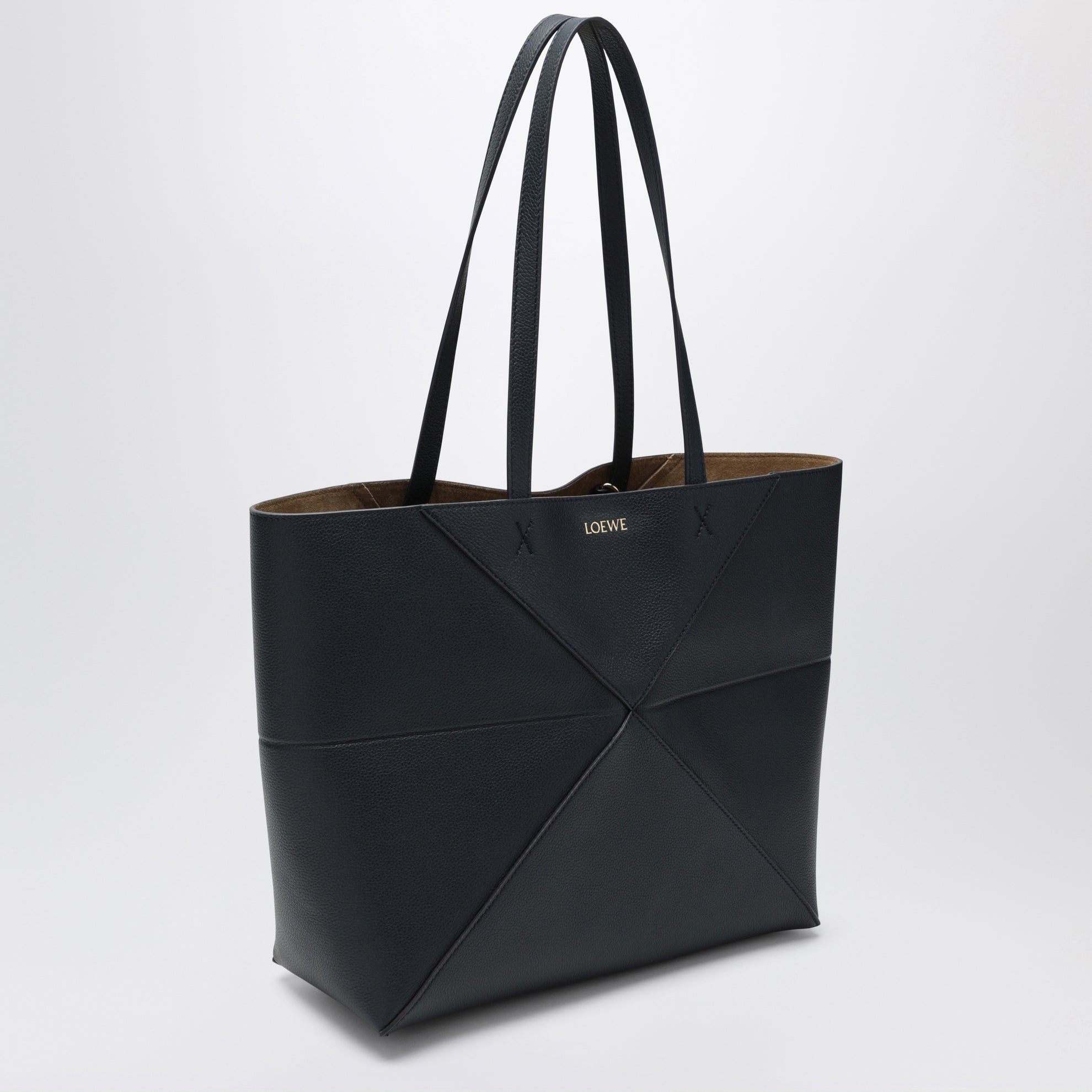 Medium Puzzle Fold tote bag in navy blue leather