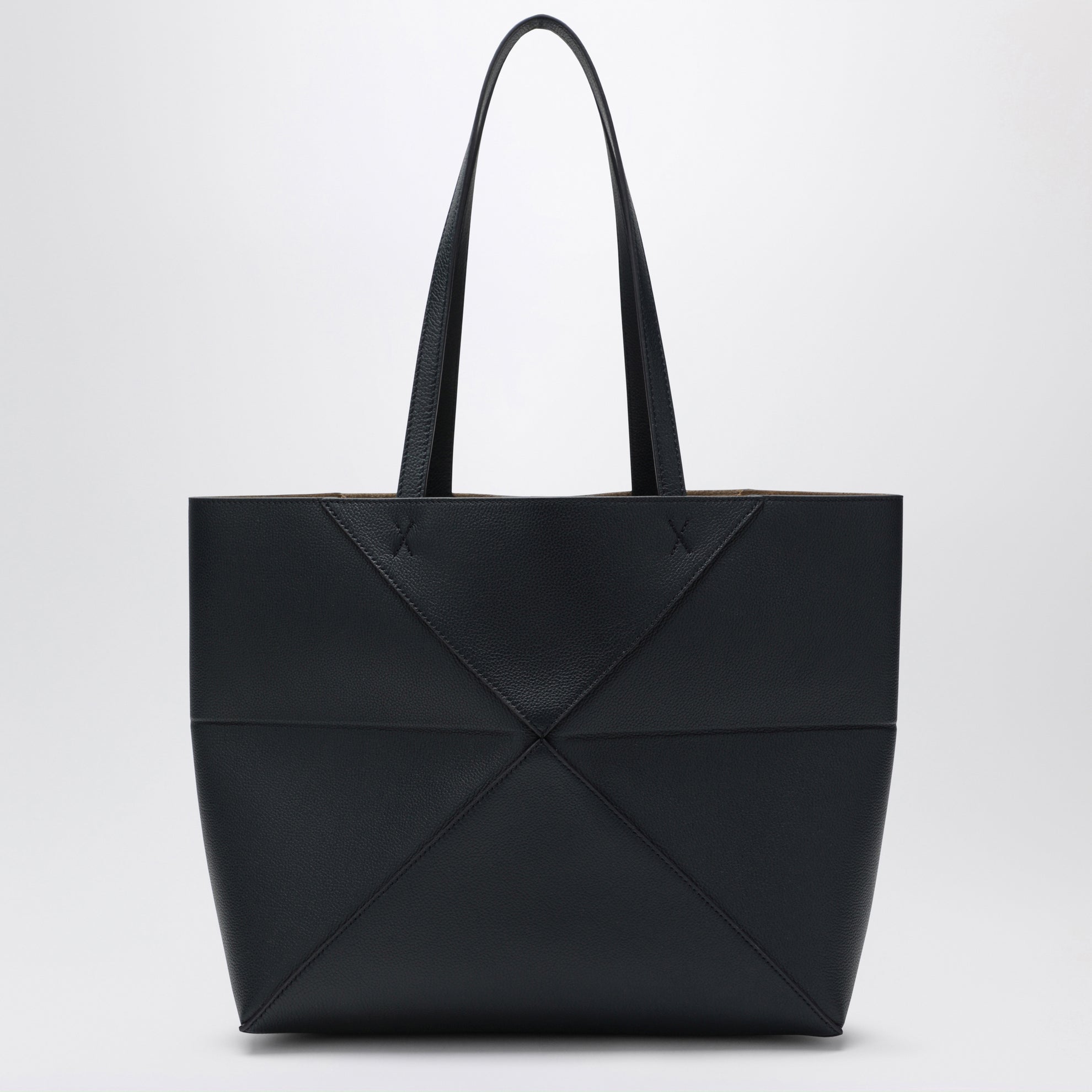 Medium Puzzle Fold tote bag in navy blue leather