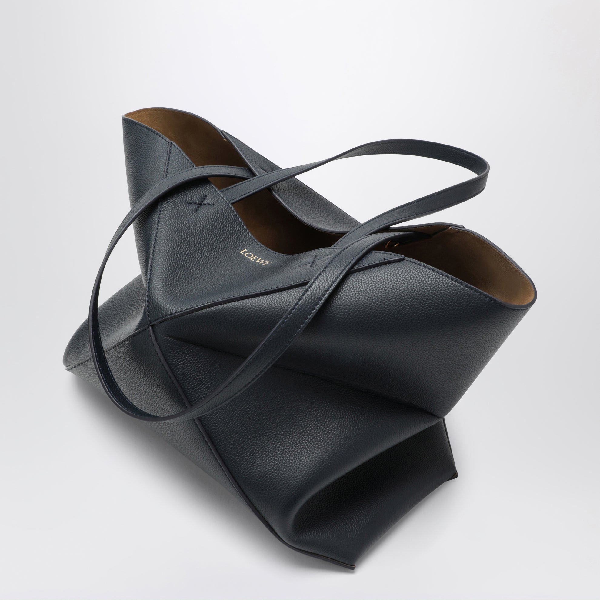 Medium Puzzle Fold tote bag in navy blue leather