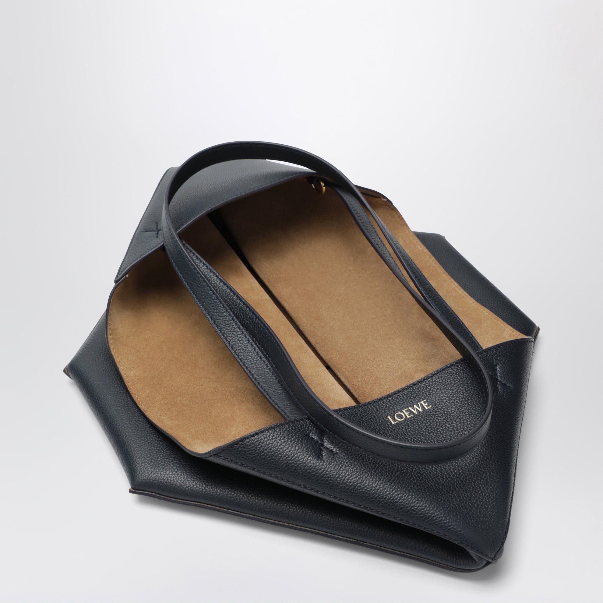 Medium Puzzle Fold tote bag in navy blue leather
