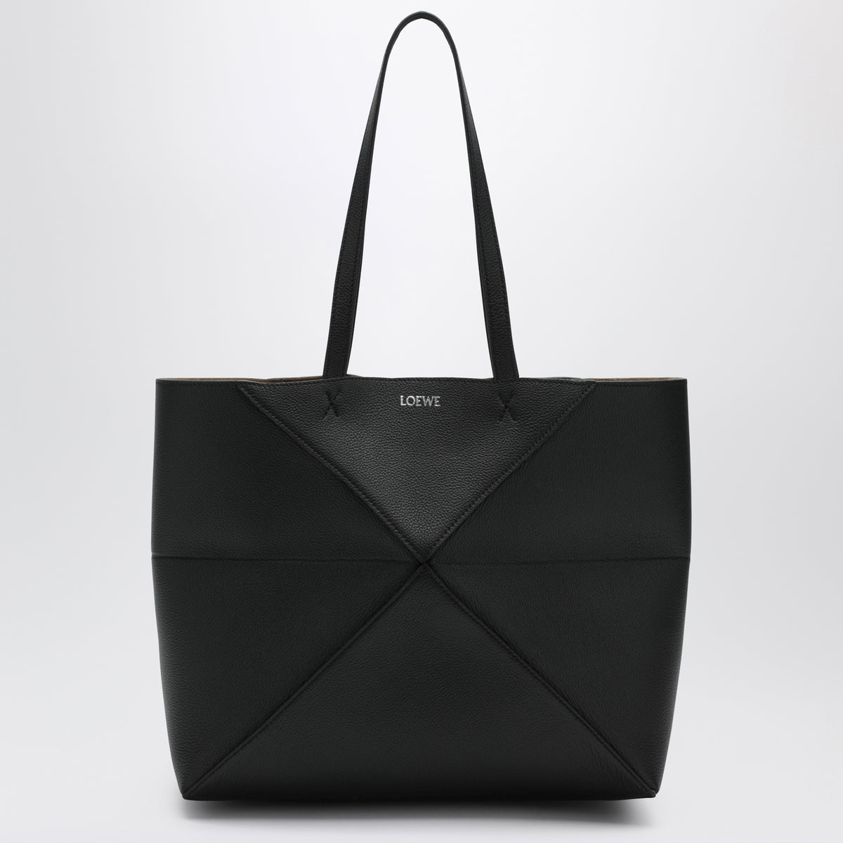 Medium black leather Puzzle Fold tote bag