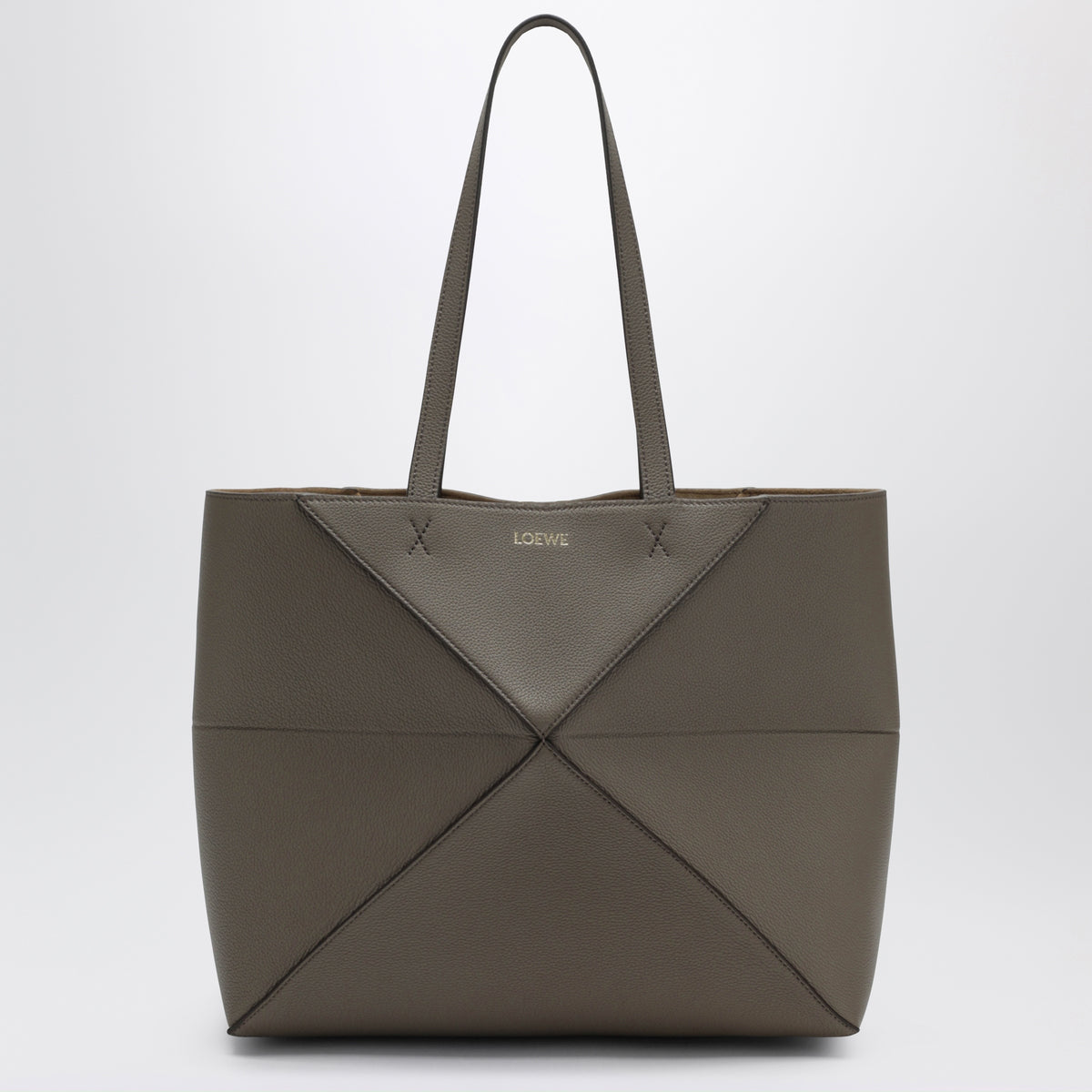 Medium Puzzle Fold Tote bag in taupe grenade leather
