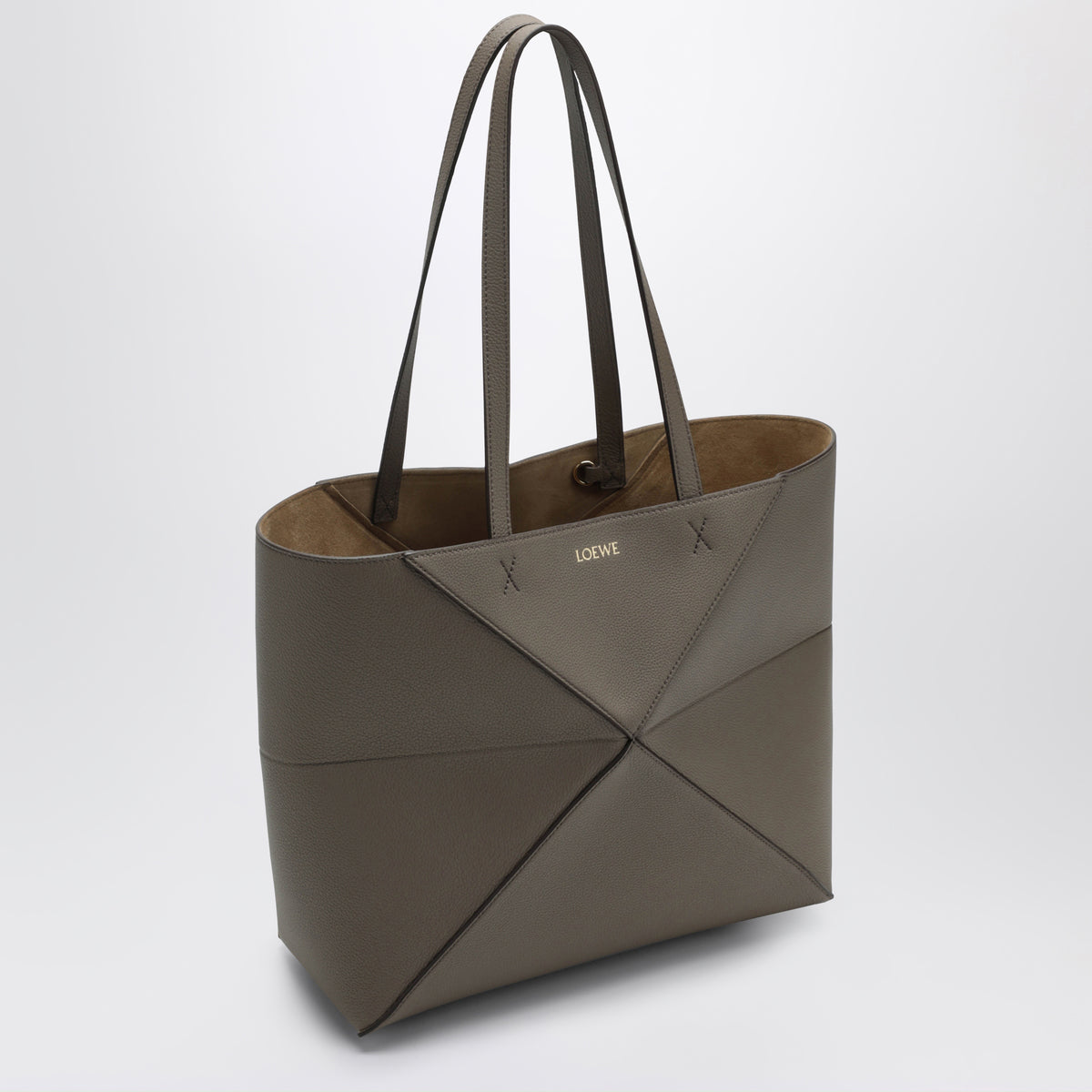 Medium Puzzle Fold Tote bag in taupe grenade leather
