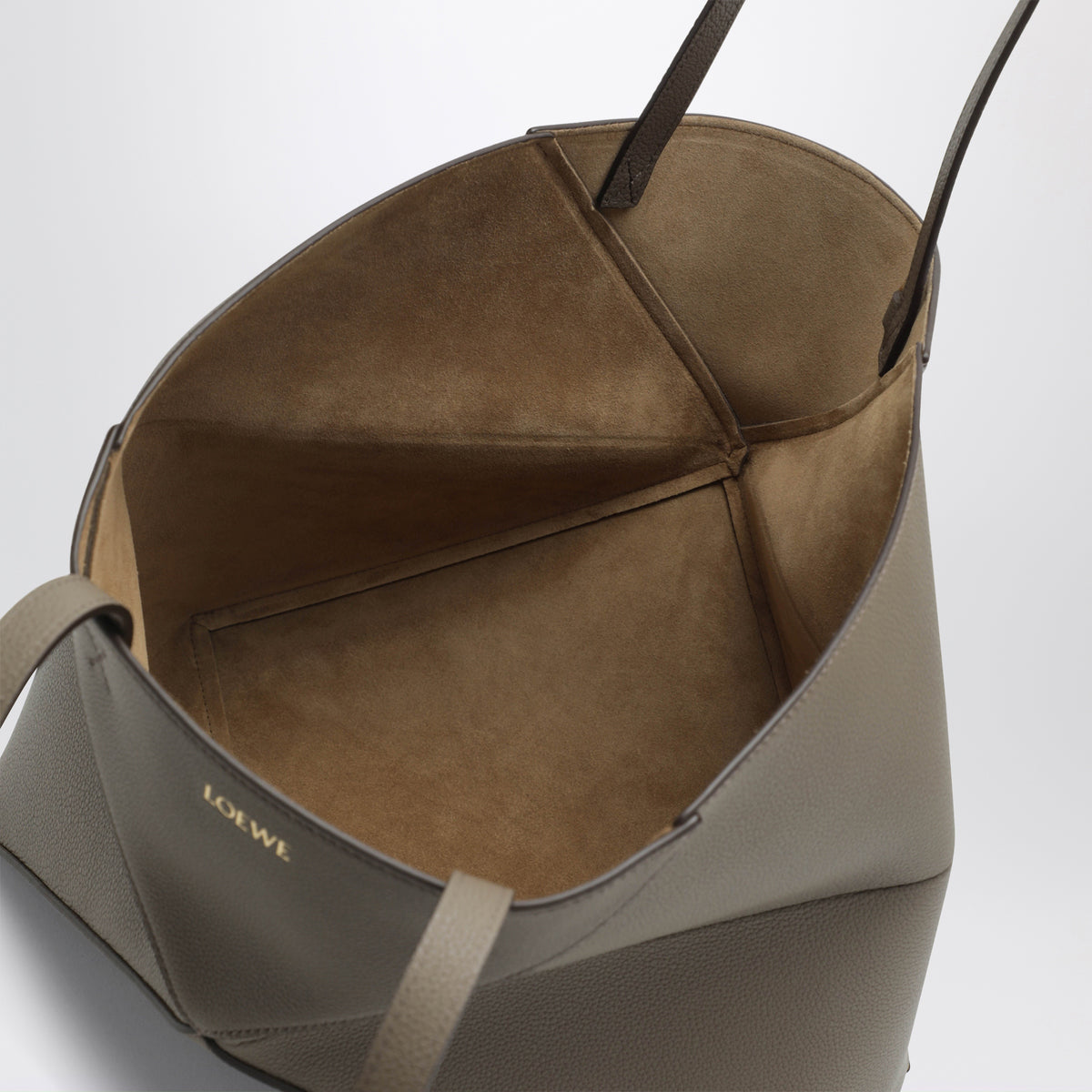 Medium Puzzle Fold Tote bag in taupe grenade leather