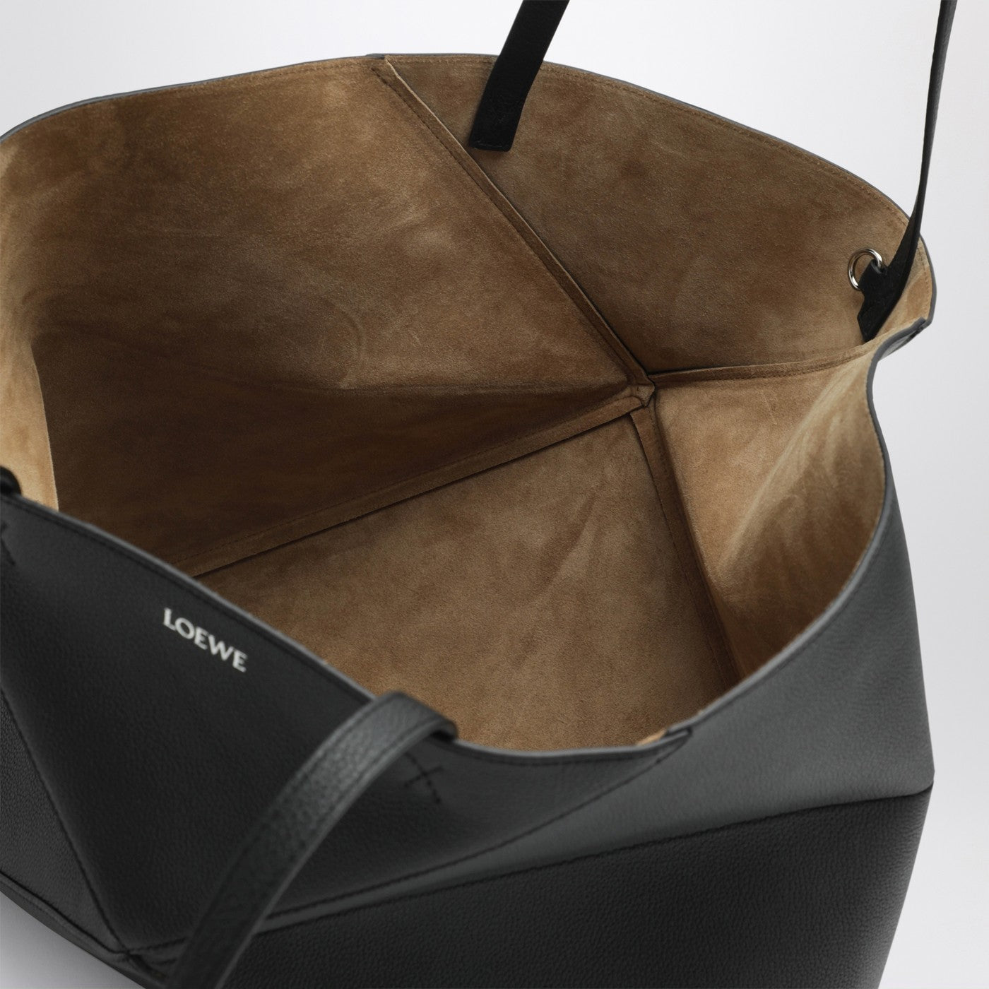 Large Puzzle Fold Tote bag in black grenade leather