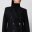 Cappotto doppiopetto lungo nero in lana