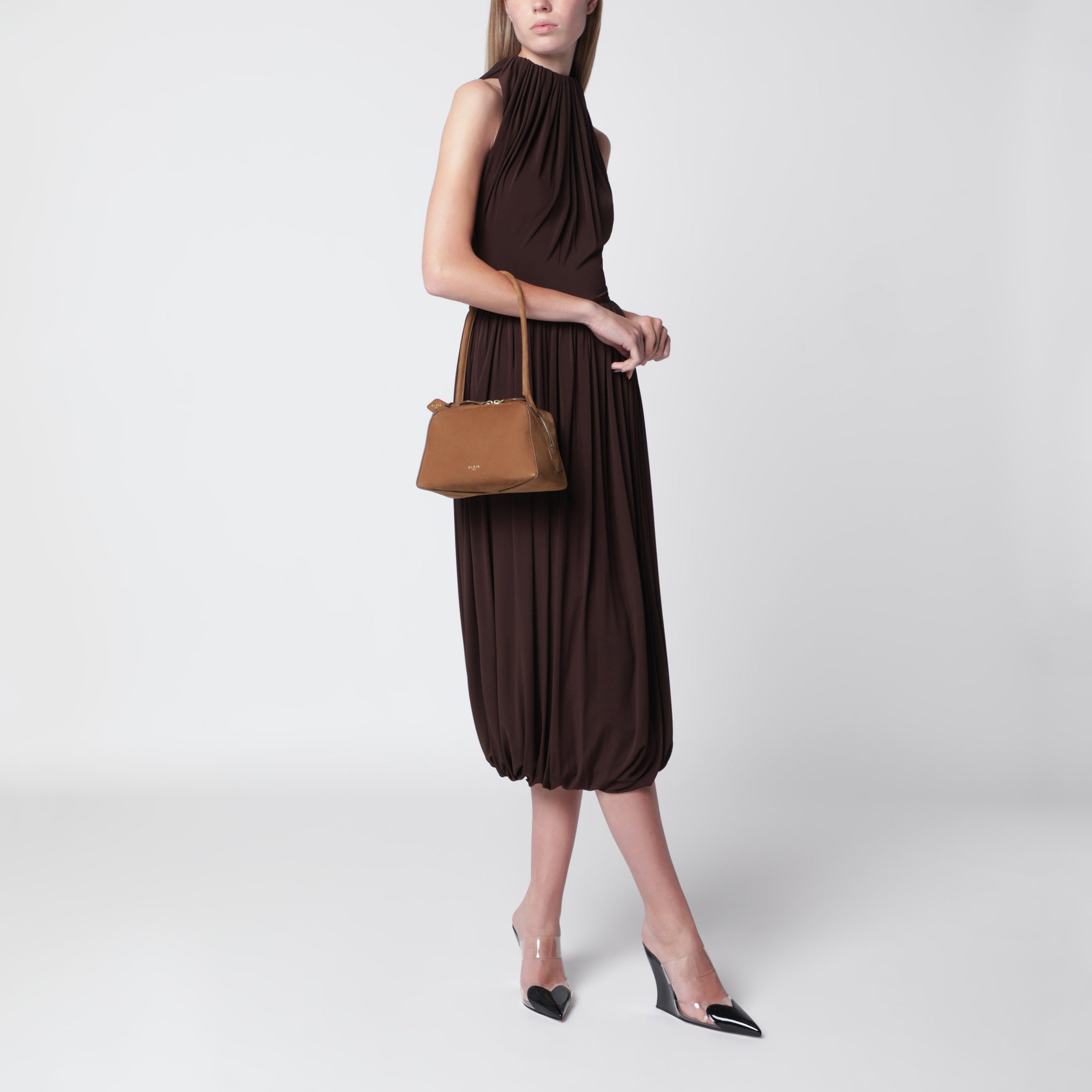 Petit sac Le Bouledogue en nubuck marron clair