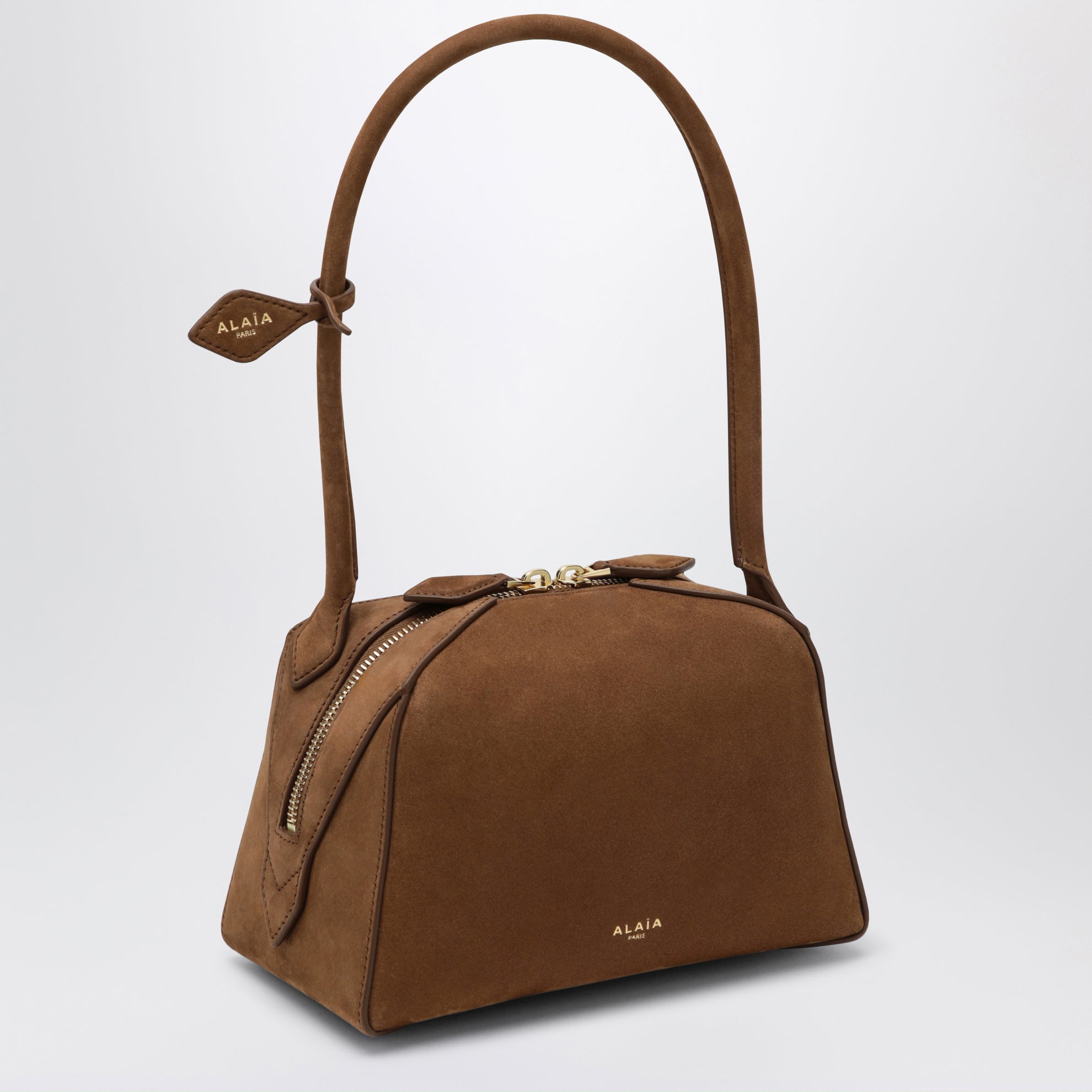 Petit sac Le Bouledogue en nubuck marron clair