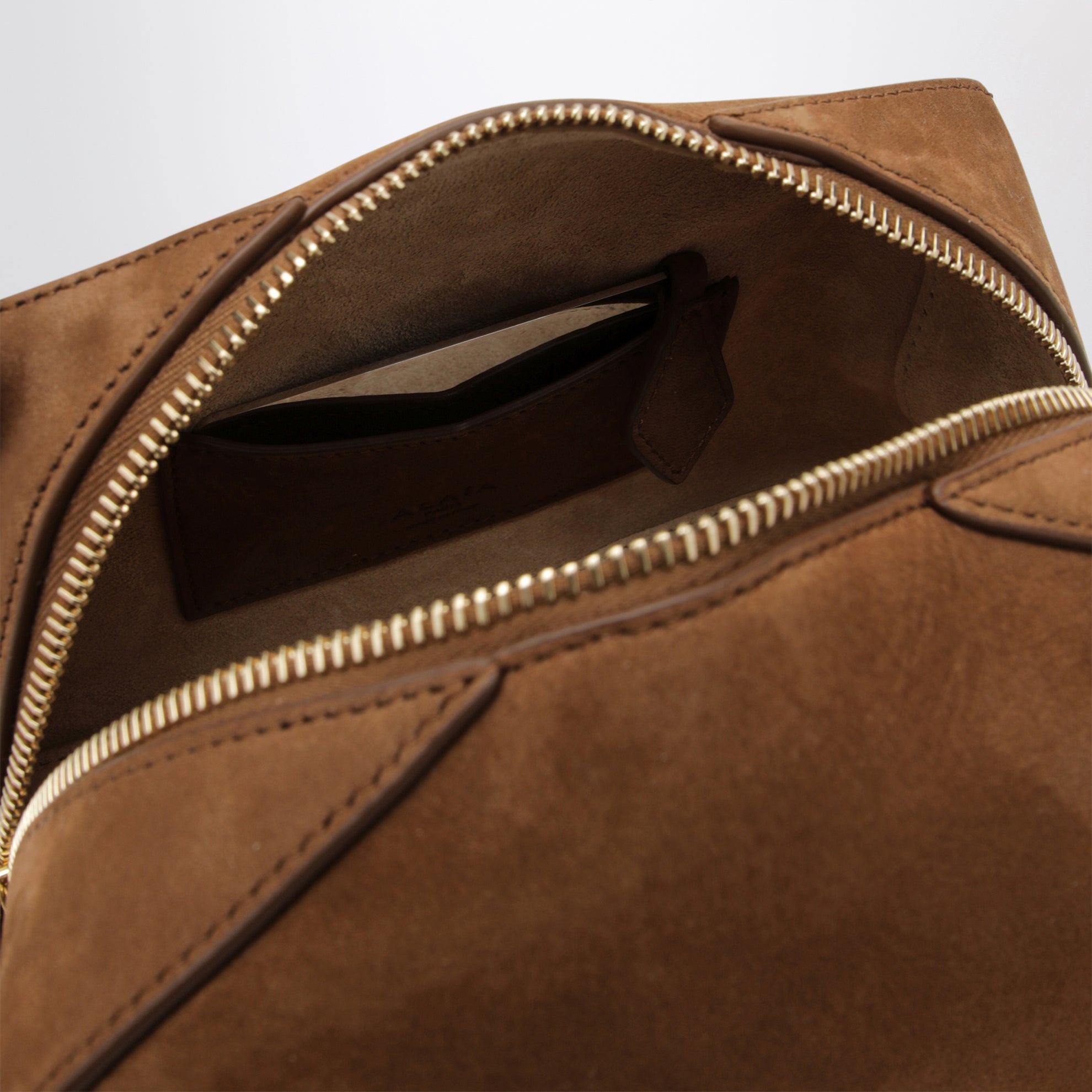 Petit sac Le Bouledogue en nubuck marron clair