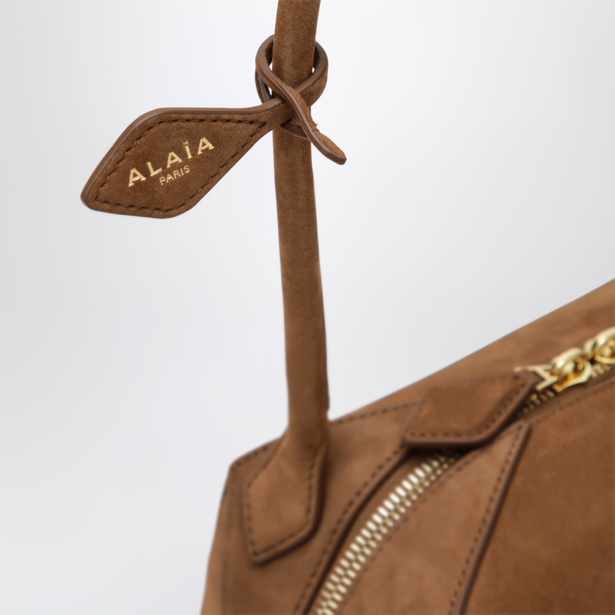 Petit sac Le Bouledogue en nubuck marron clair