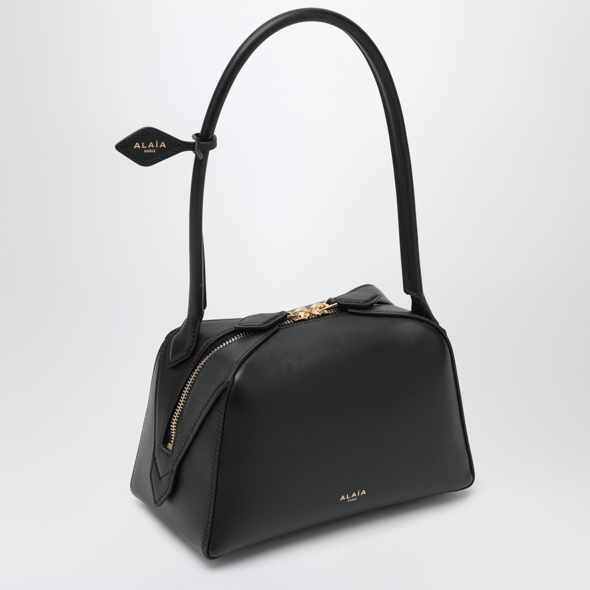 Small Le Teckel shoulder bag in black calfskin
