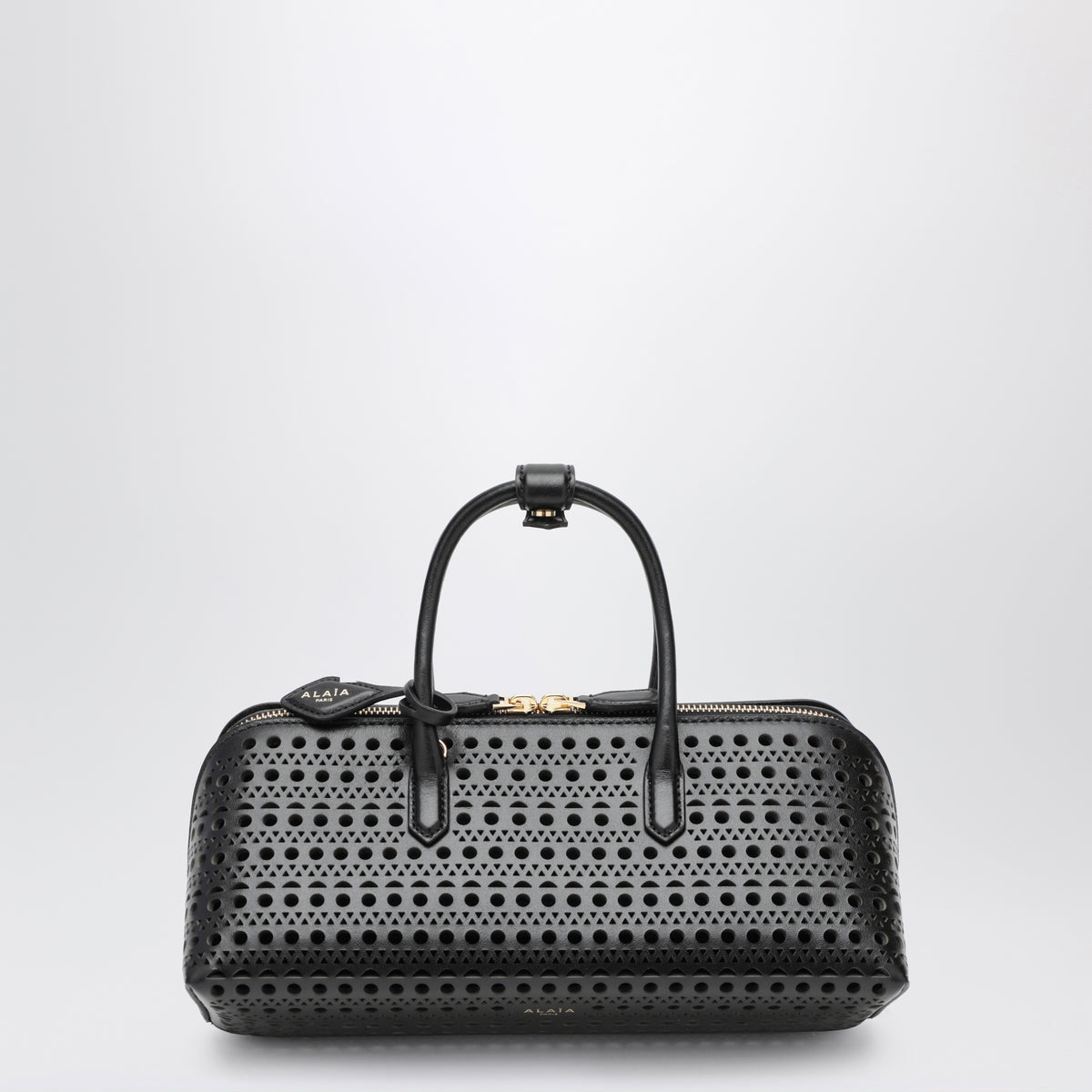 Borsa Delta piccola nera in pelle di vitello
