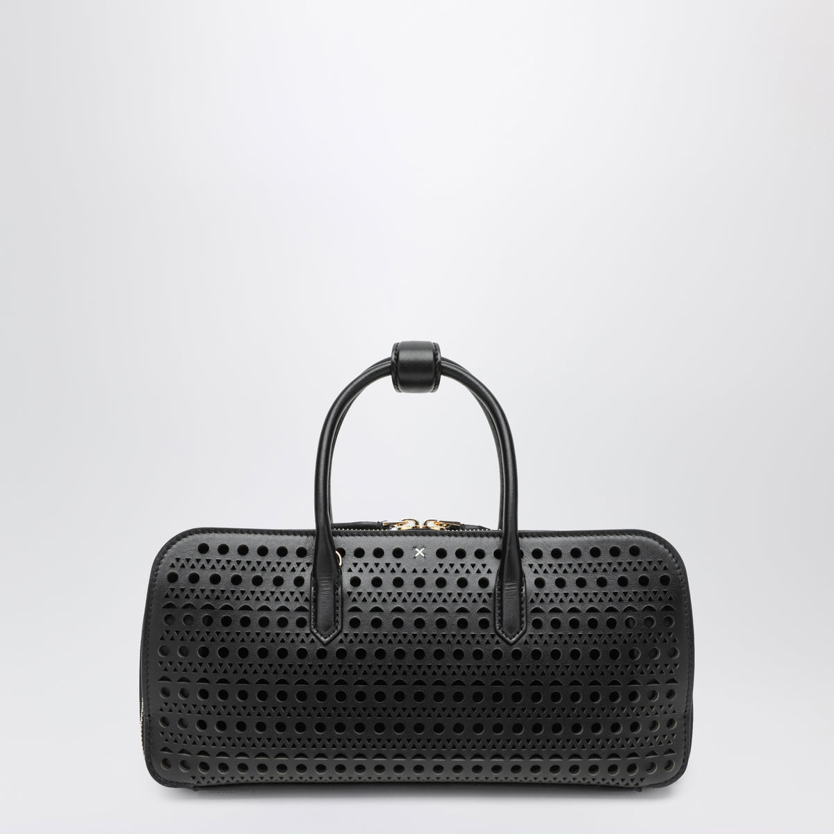 Borsa Delta piccola nera in pelle di vitello