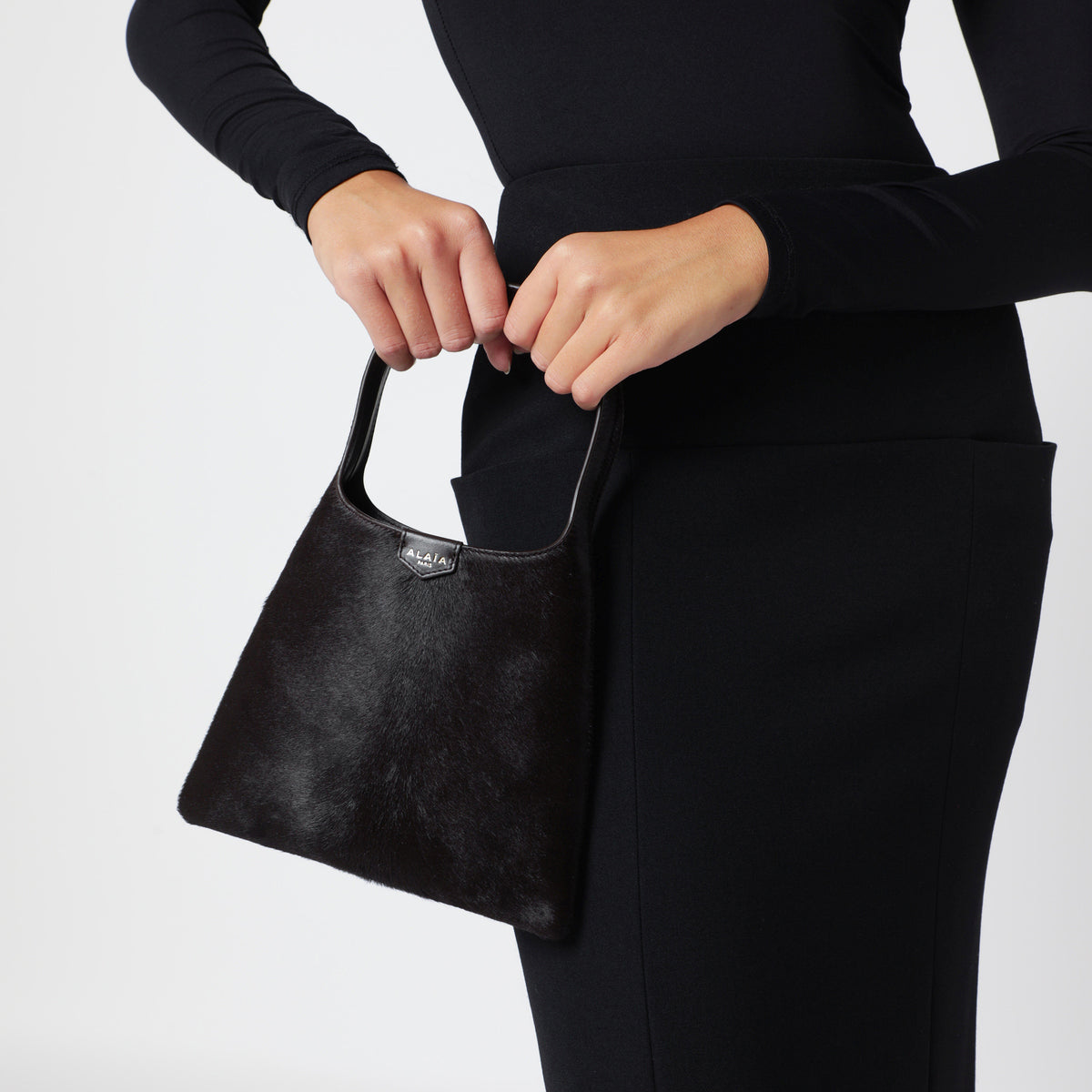 Chocolate brown leather mini hobo bag