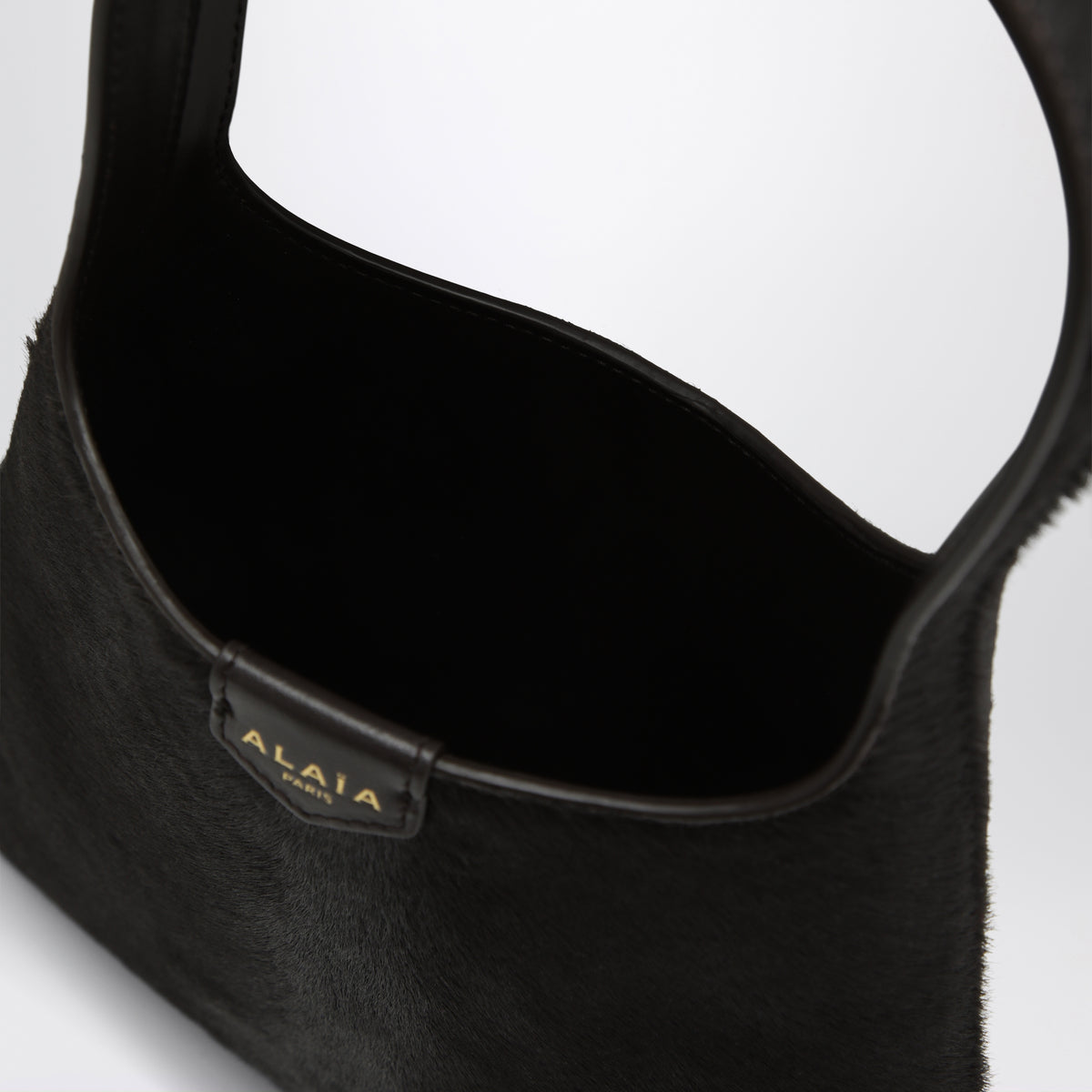 Chocolate brown leather mini hobo bag