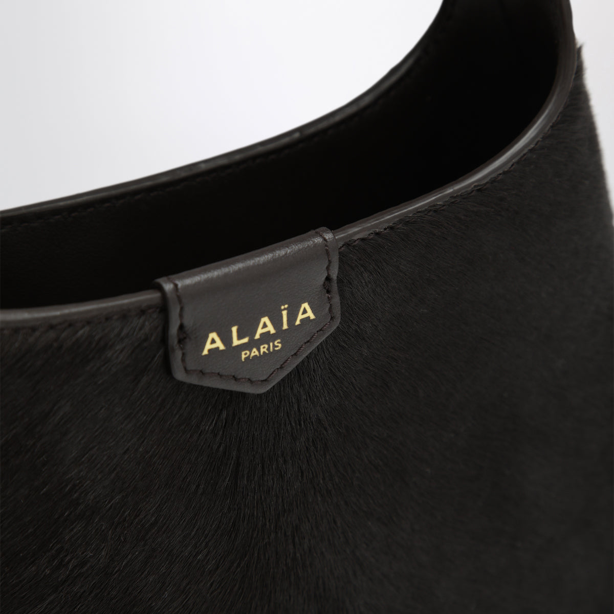 Chocolate brown leather mini hobo bag