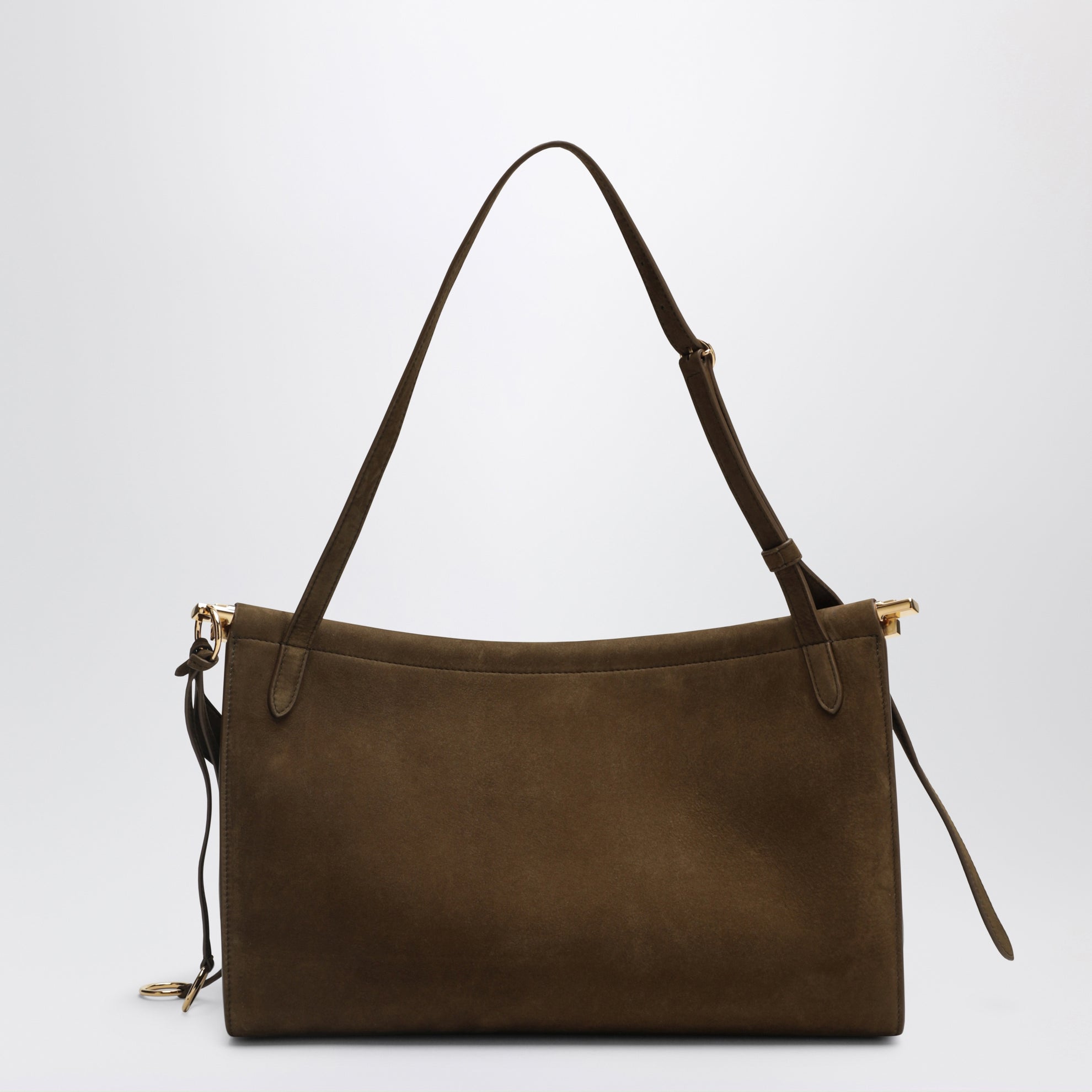 Schultertasche Le Click Pocket 35 aus Nubukleder grün