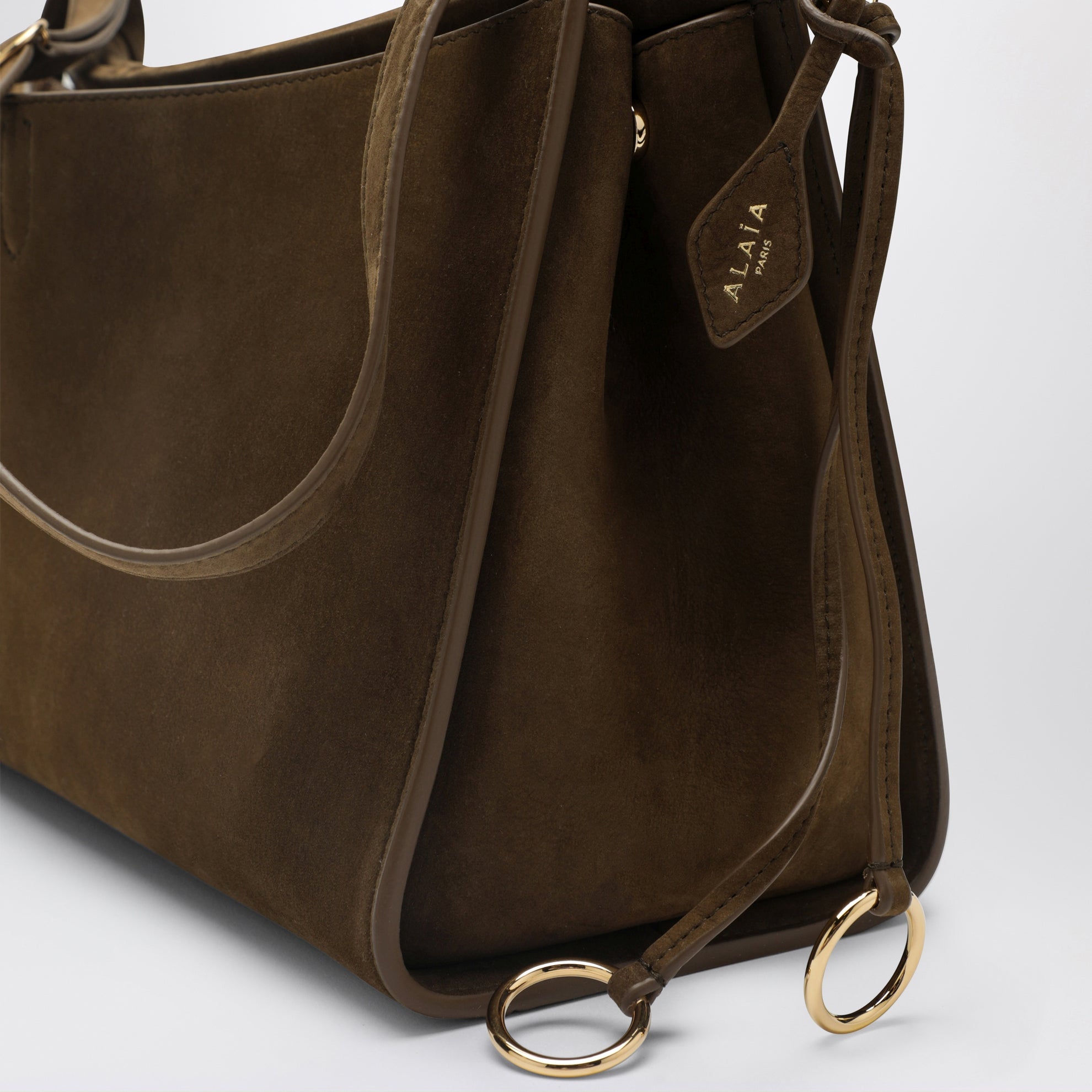 Schultertasche Le Click Pocket 35 aus Nubukleder grün