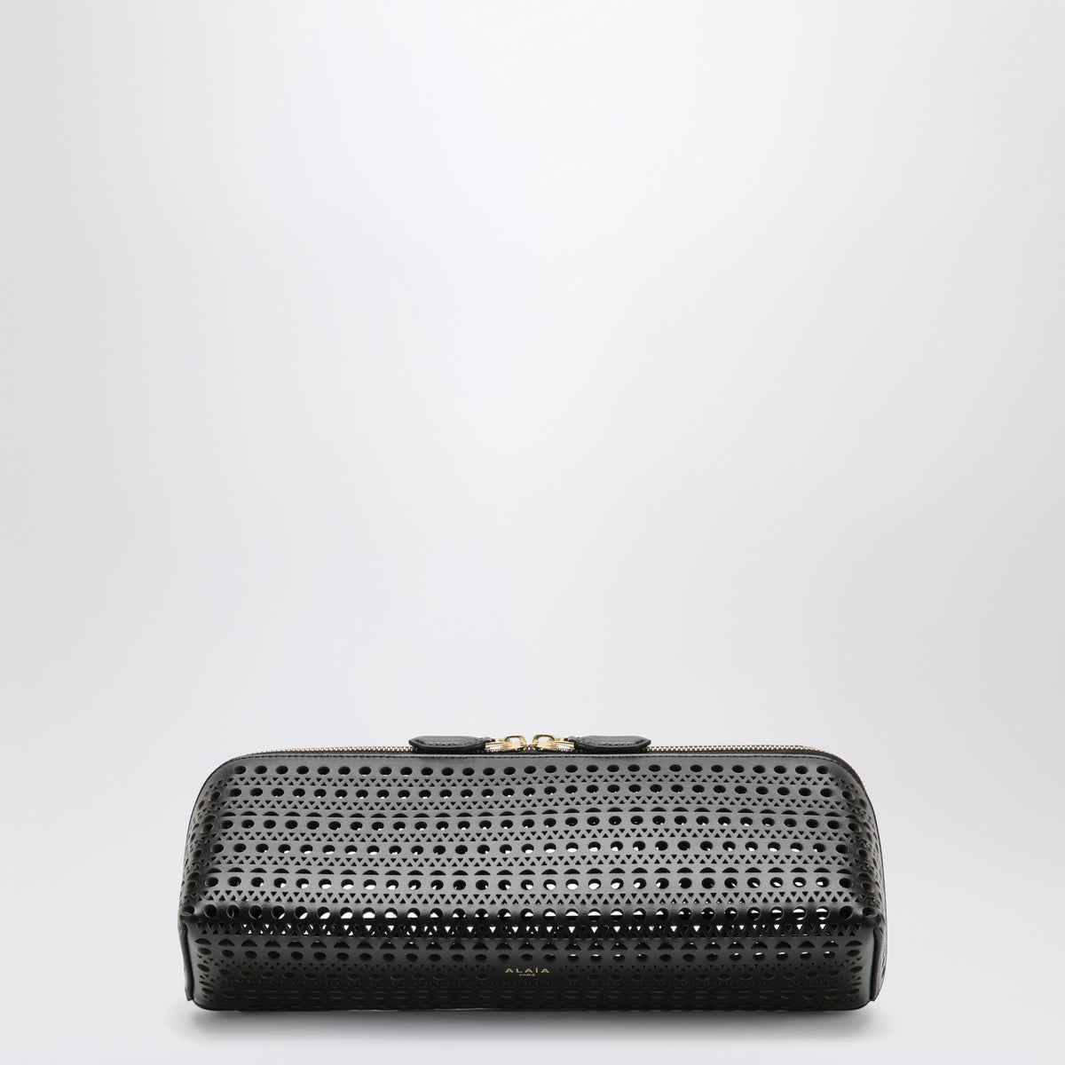 Delta black calfskin clutch bag