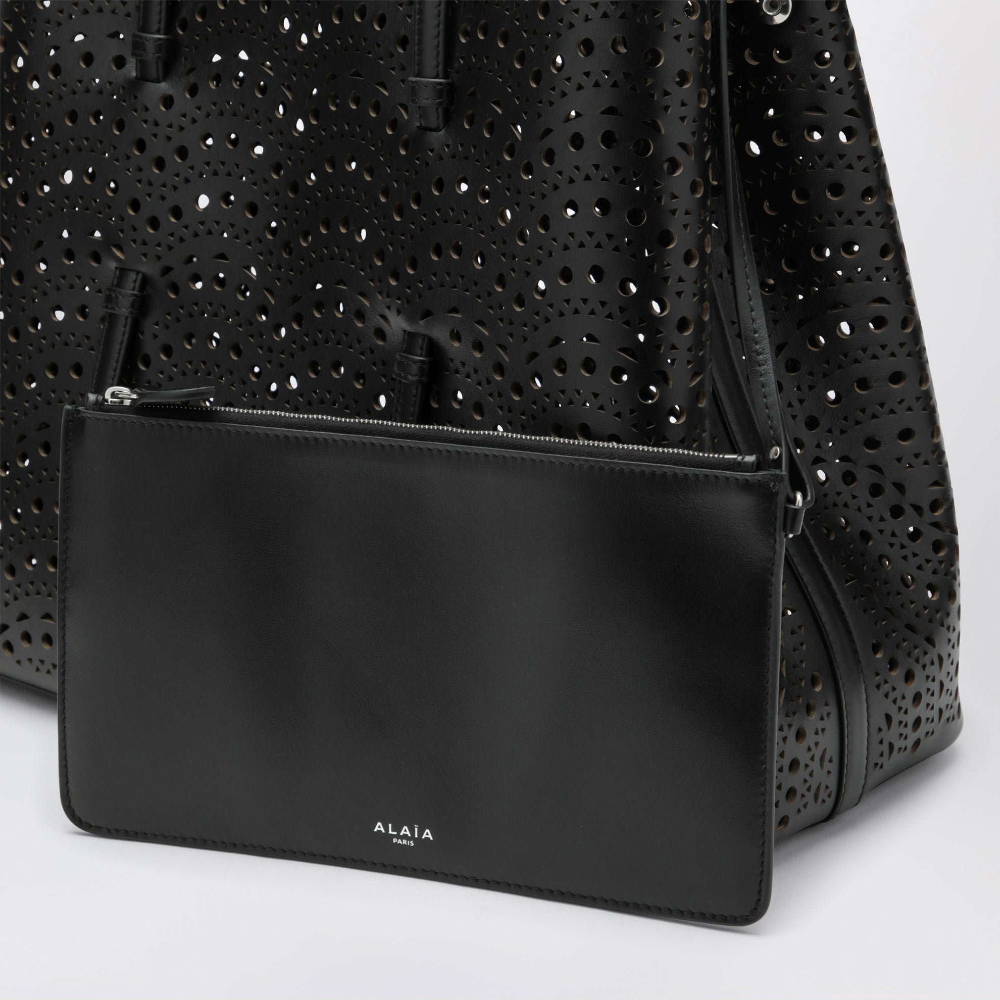 Sac cabas Mina 37 en cuir de veau noir