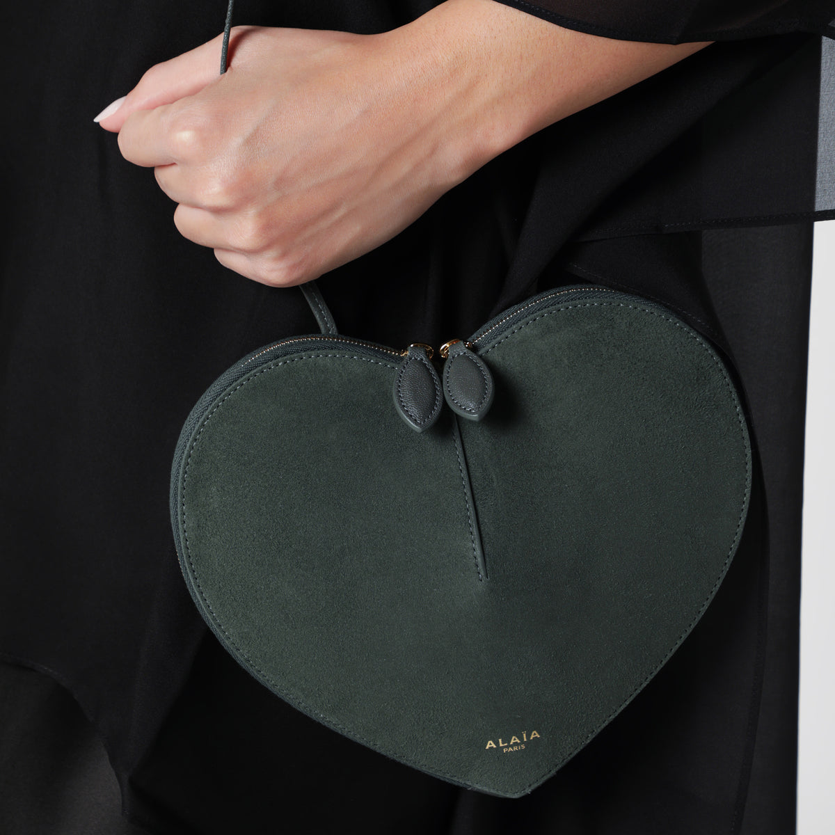 Le Coeur bimaterial bag in Lichen Green