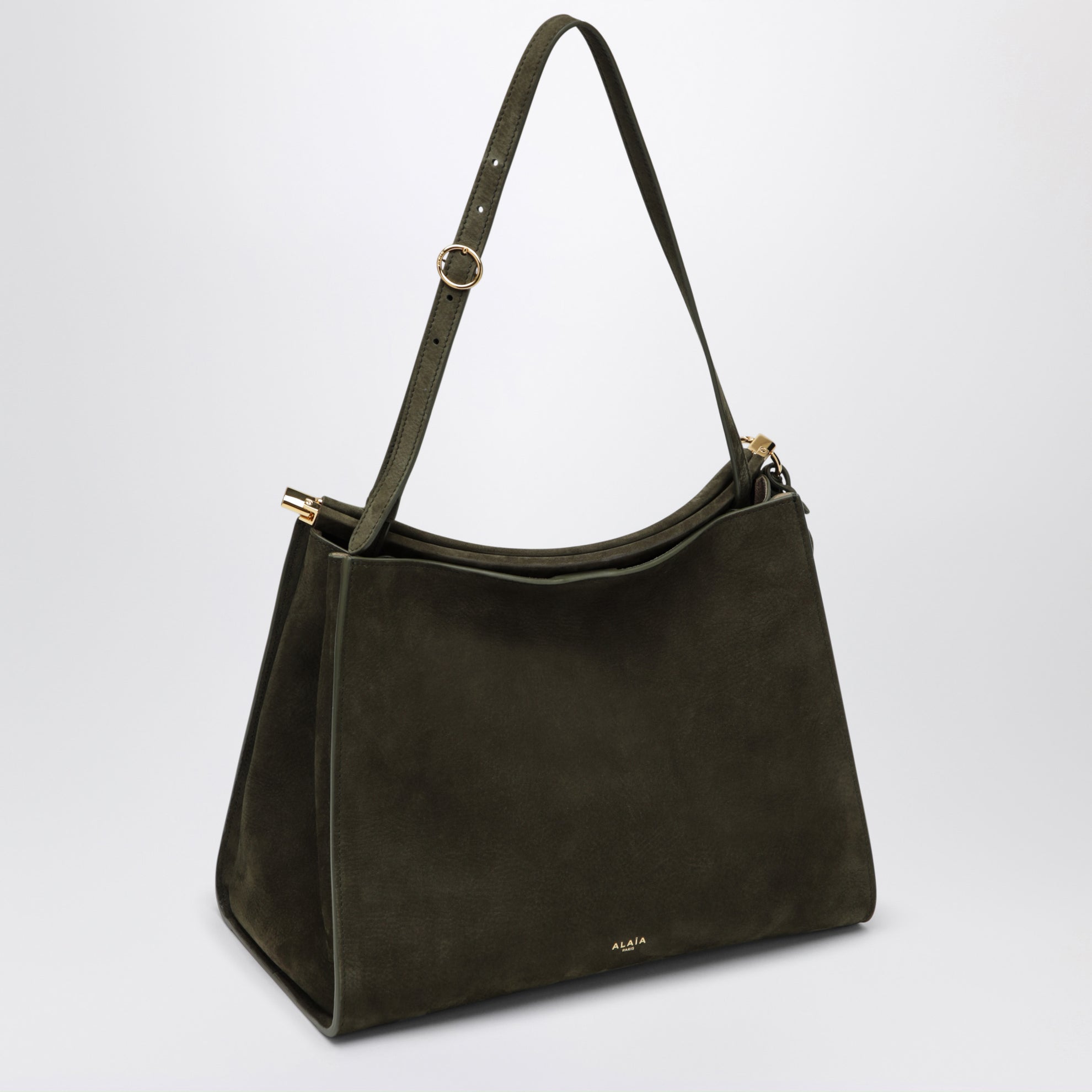 Die Click mittelgroße quadratische khaki Nubuk-Tasche