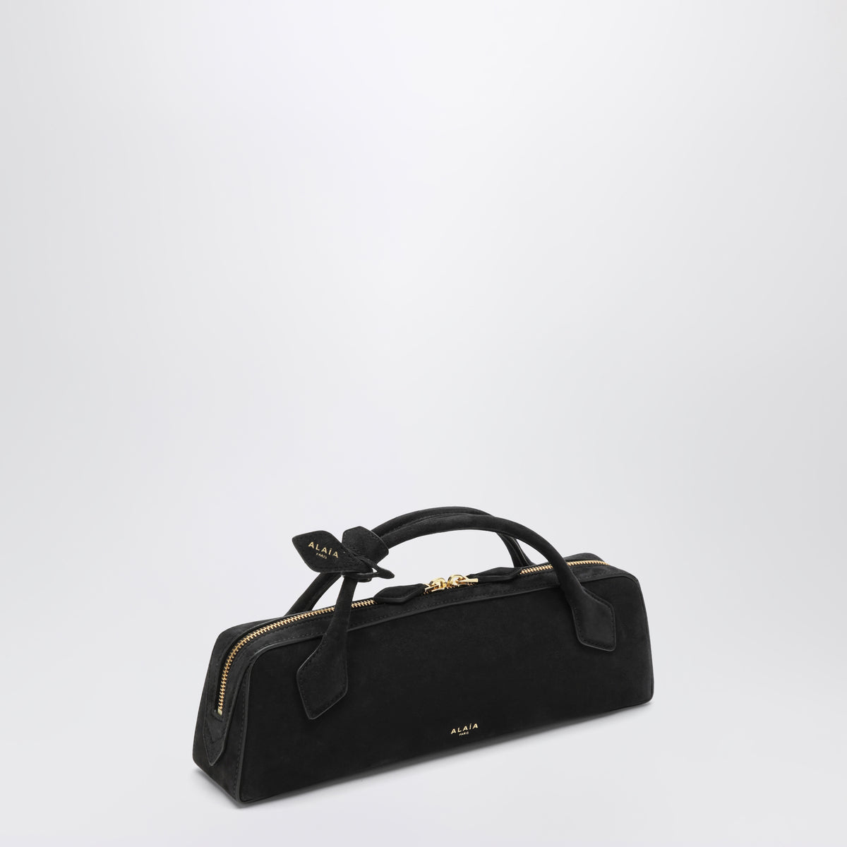 Pochette Le Teckel in pelle scamosciata nera