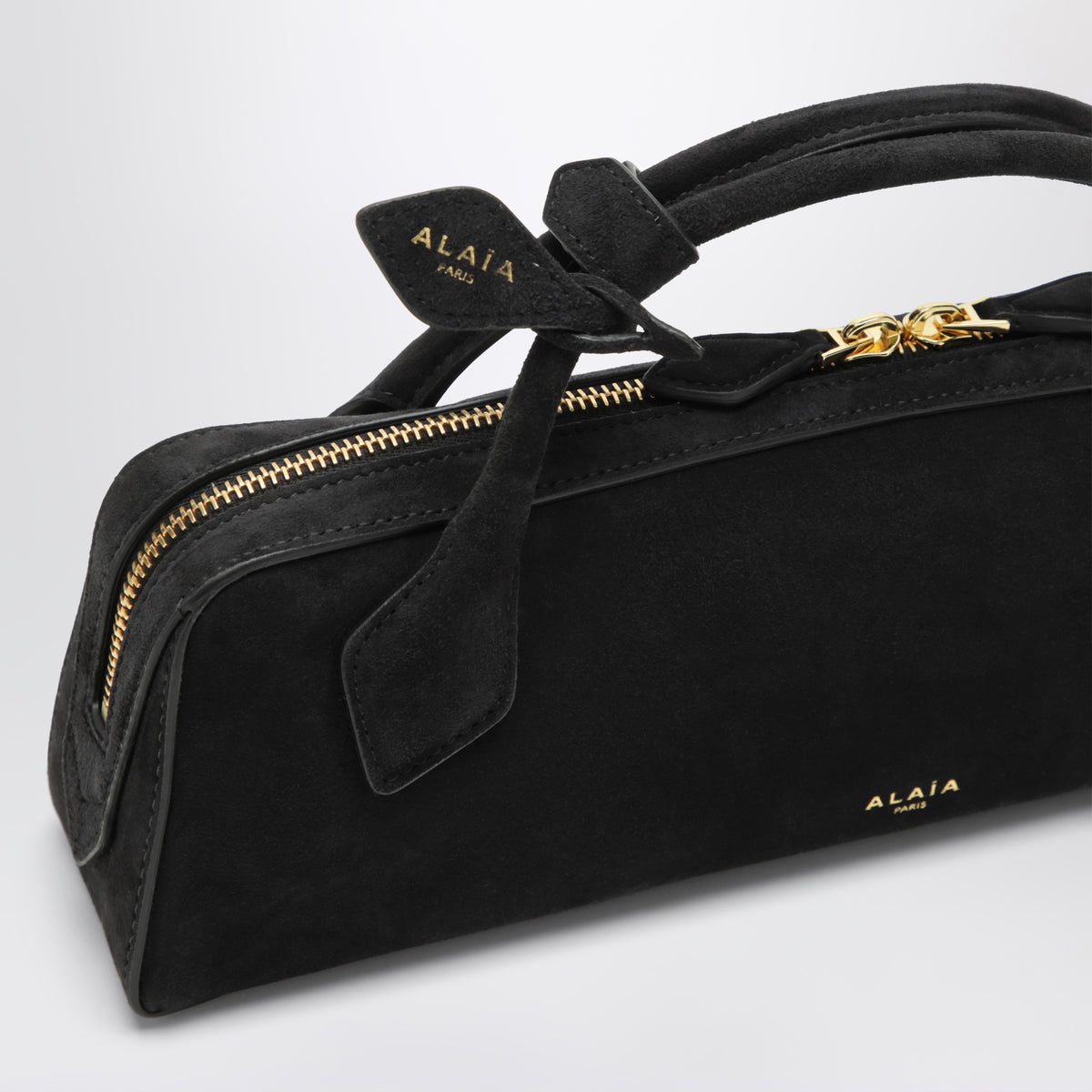 Pochette Le Teckel in pelle scamosciata nera