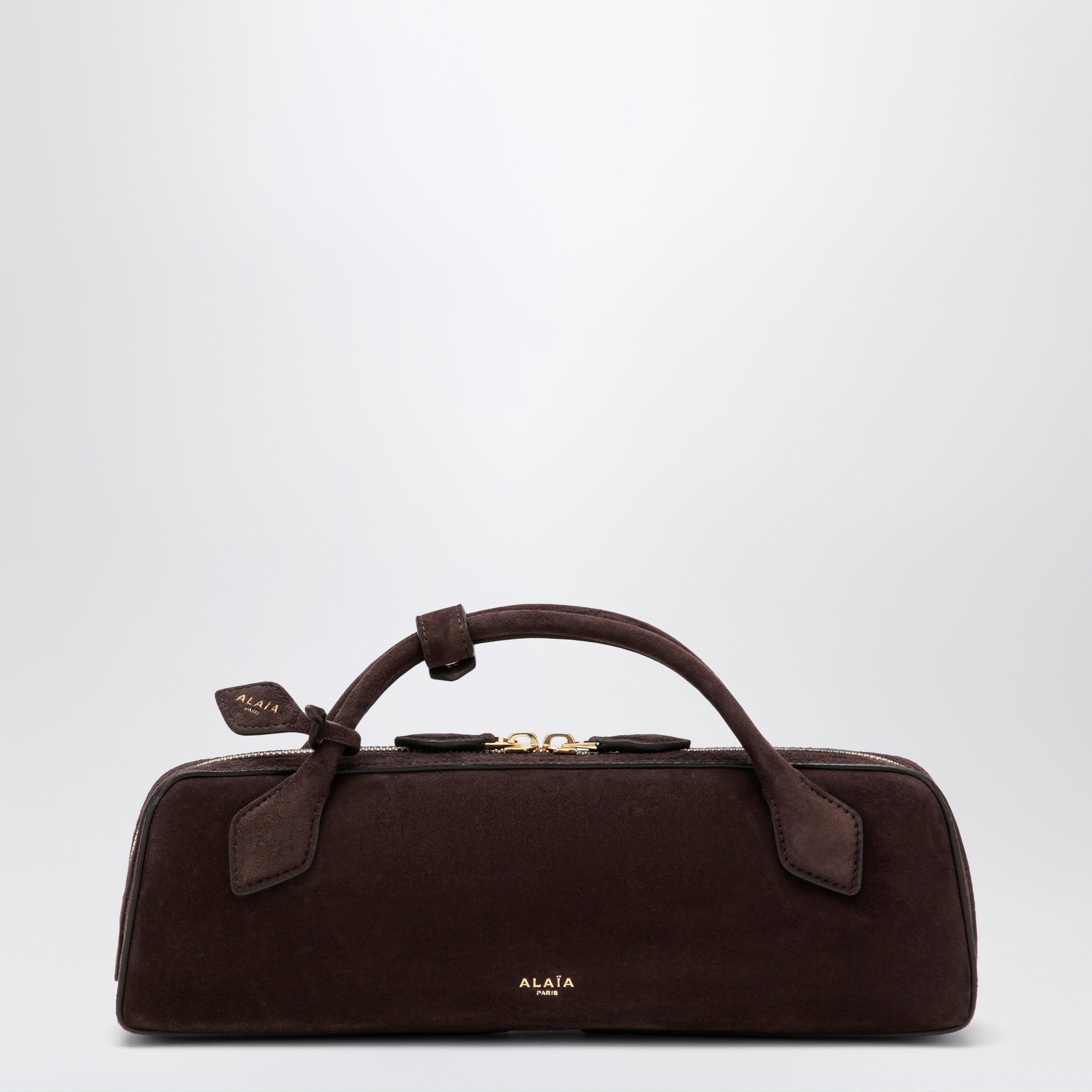 Clutch Le Teckel aus Ziegenveloursleder rauchbraun