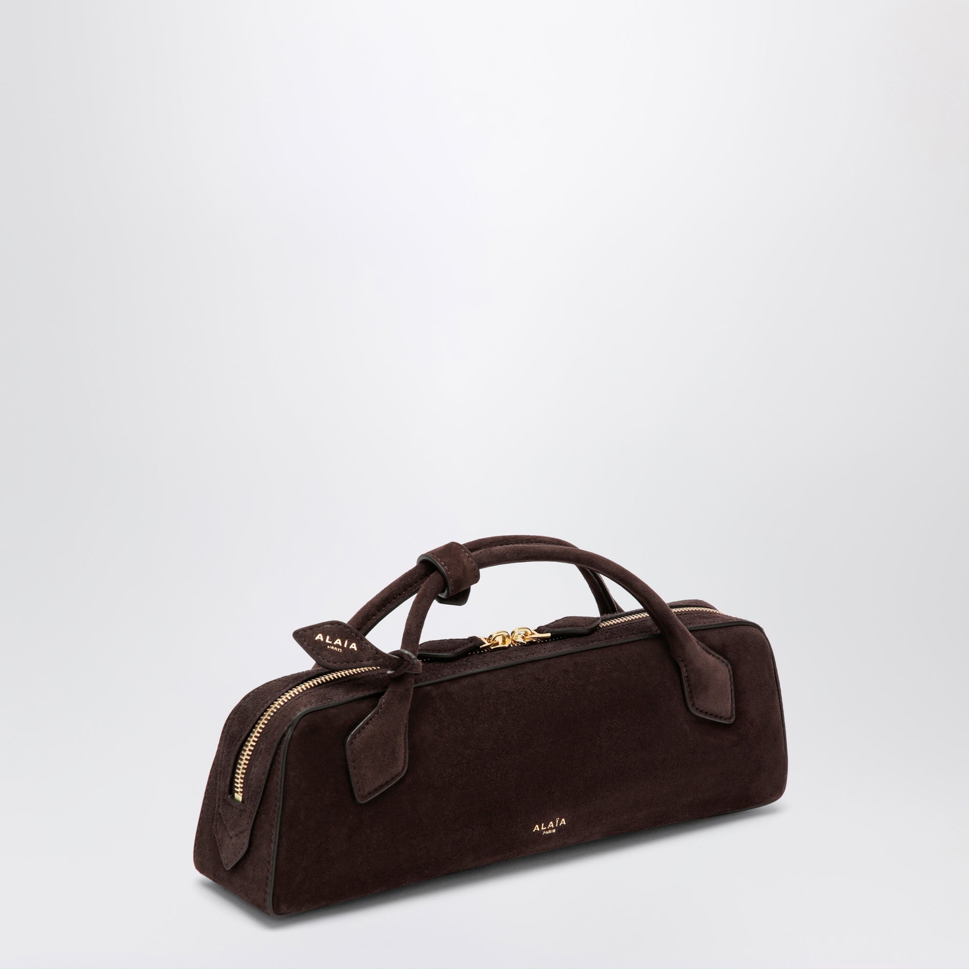 Clutch Le Teckel aus Ziegenveloursleder rauchbraun