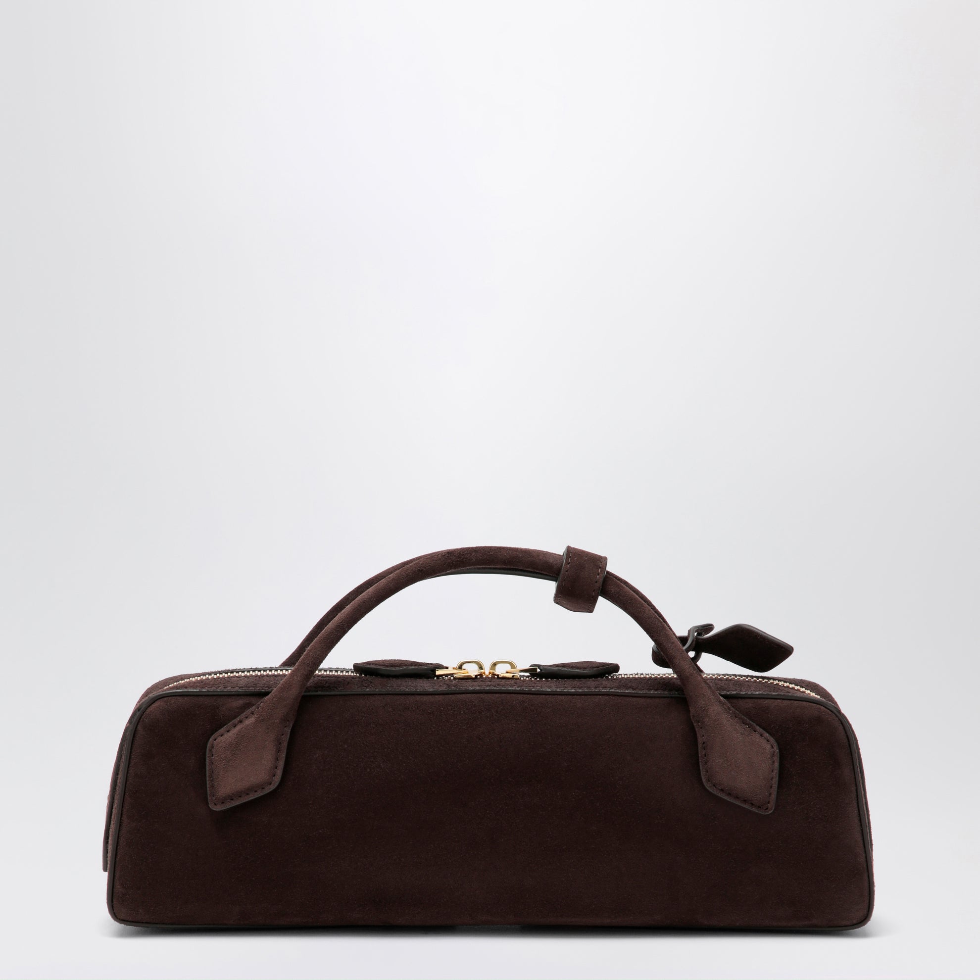 Clutch Le Teckel aus Ziegenveloursleder rauchbraun