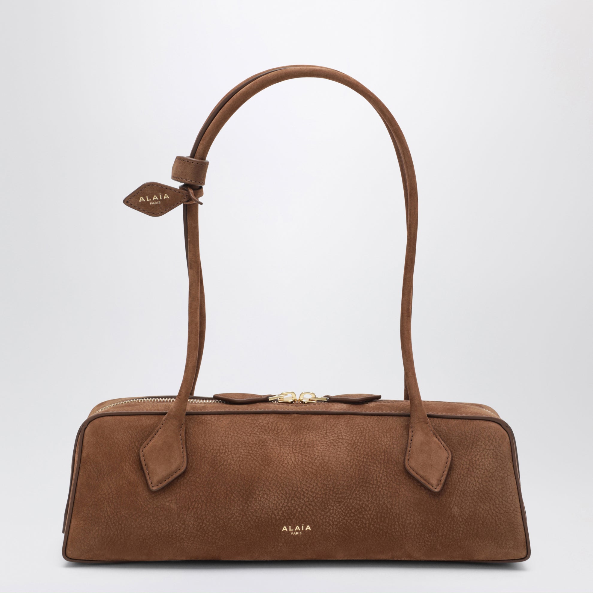 Le Teckel medium brown nubuck leather bag
