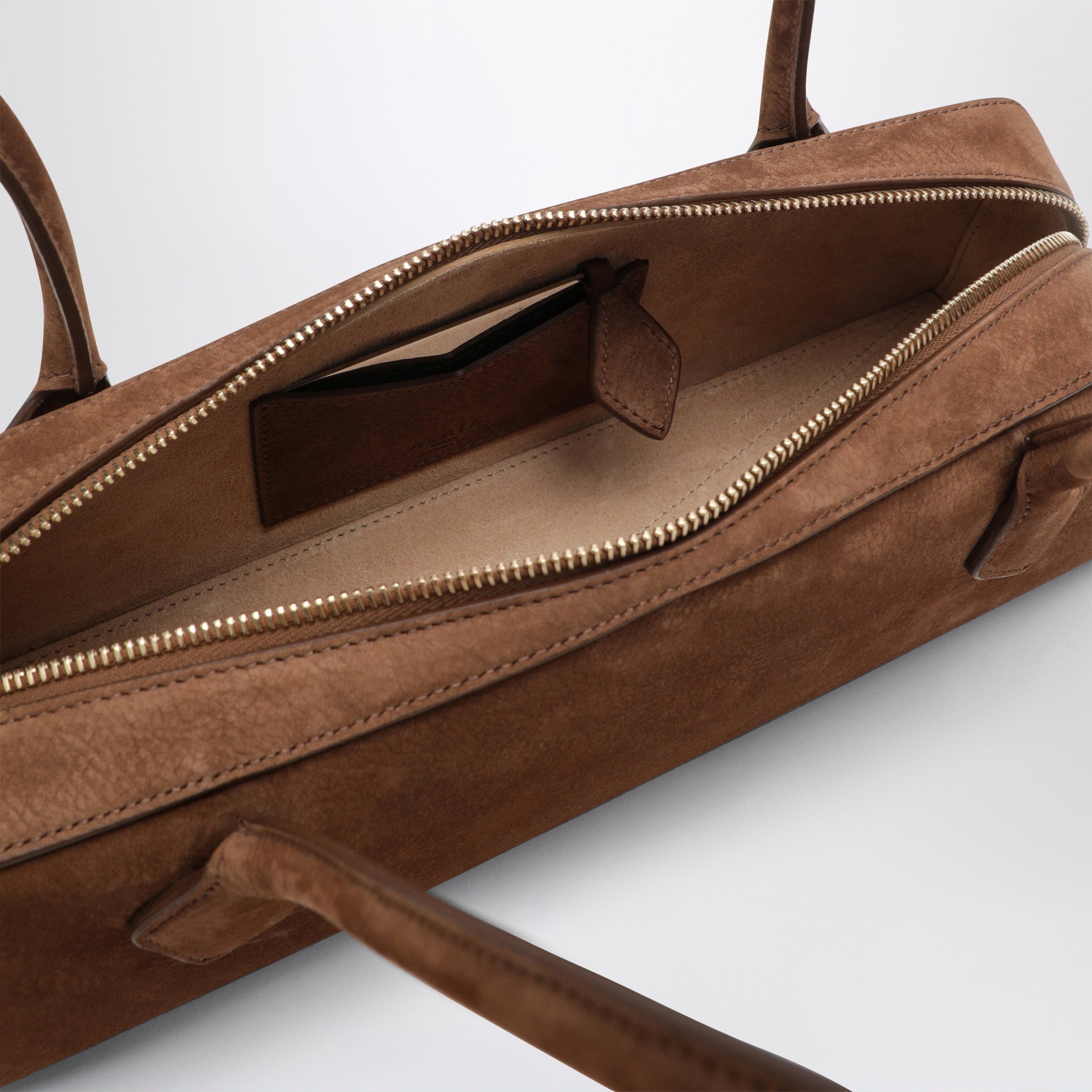 Le Teckel medium brown nubuck leather bag