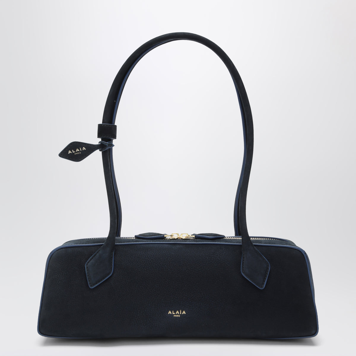 Sac Le Teckel moyen en cuir nubuck bleu nuit