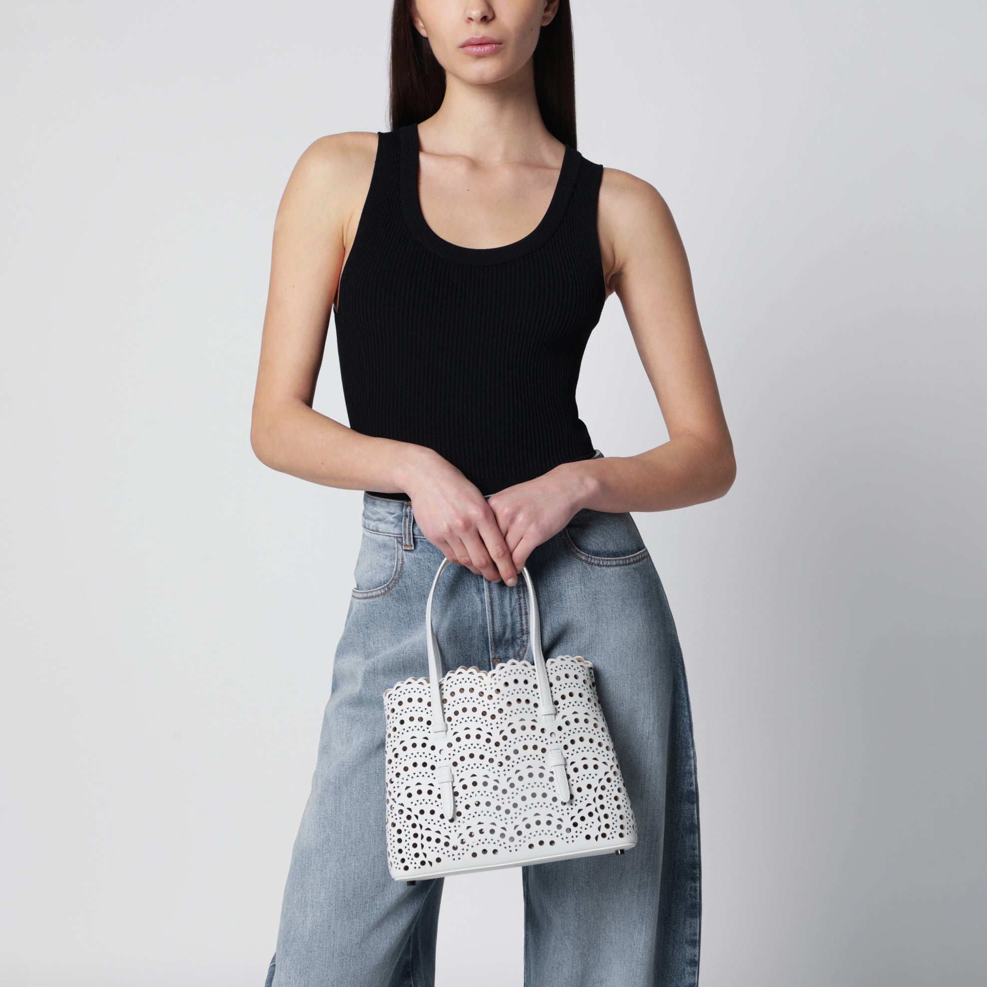 Mina 25 bag in white Vienne wavy calfskin leather