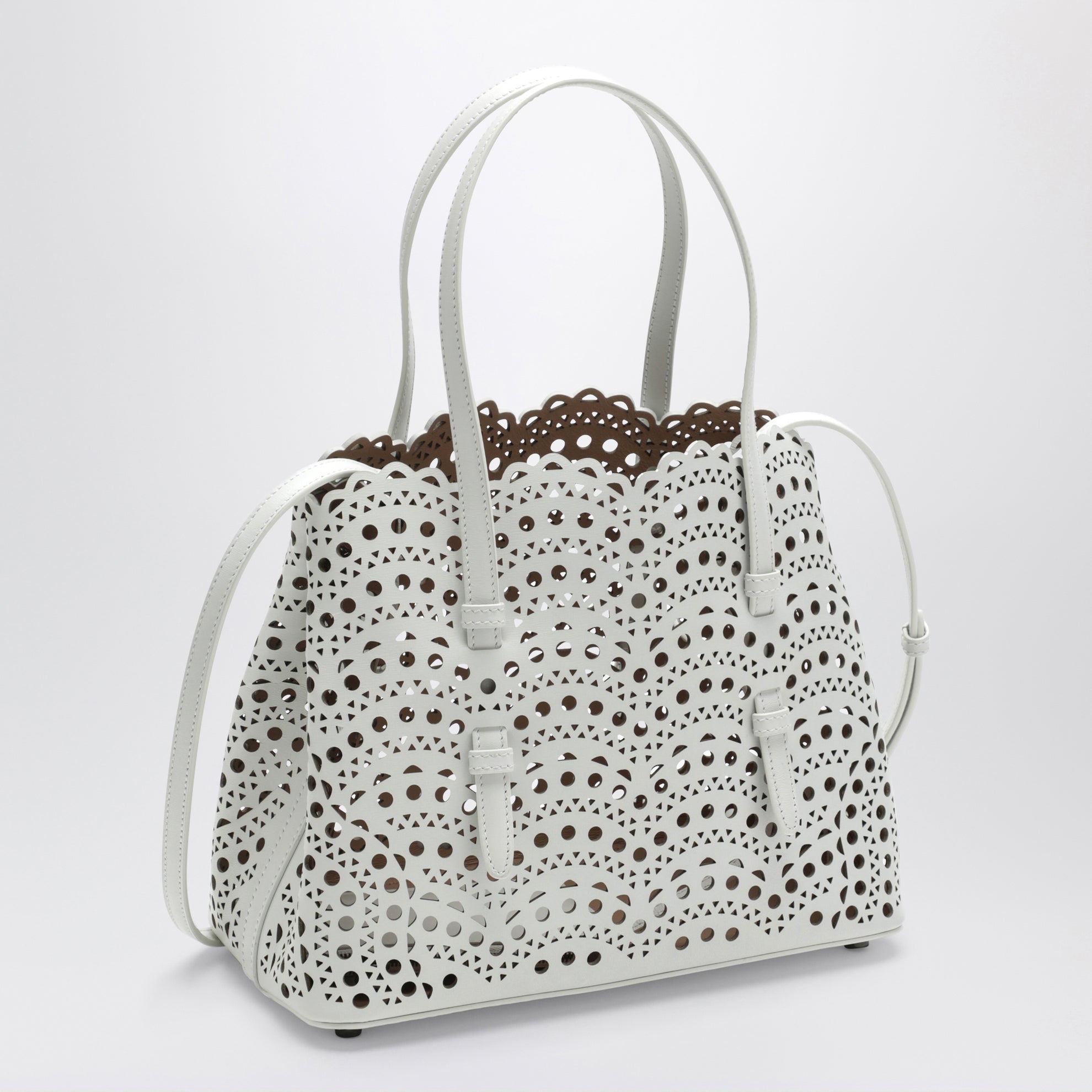 Mina 25 bag in white Vienne wavy calfskin leather