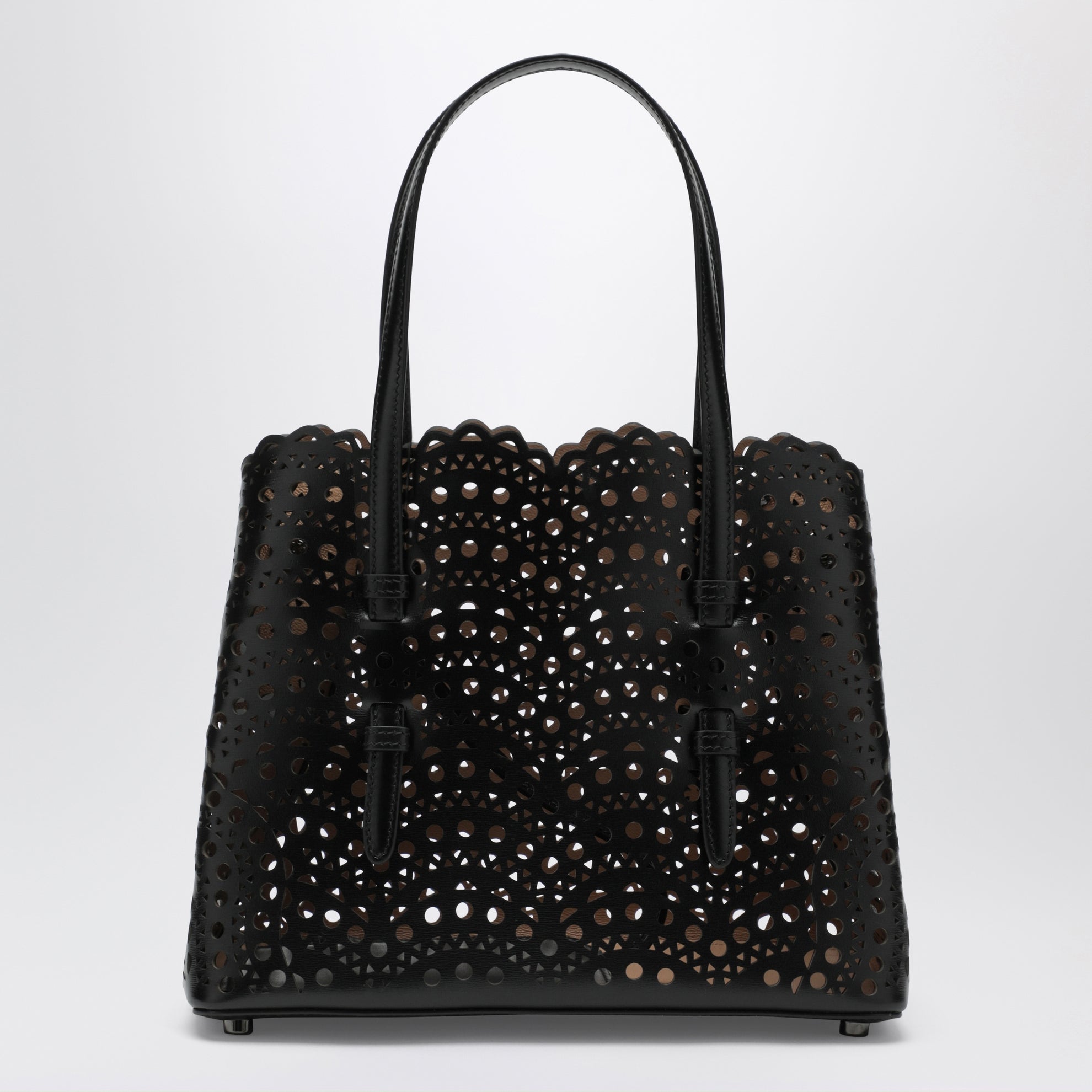 Mina 25 black wavy Vienne calfskin leather bag