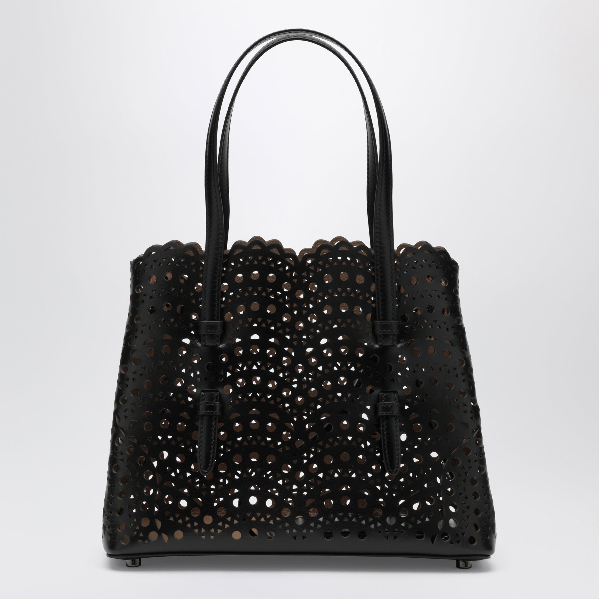 Mina 25 black wavy Vienne calfskin leather bag
