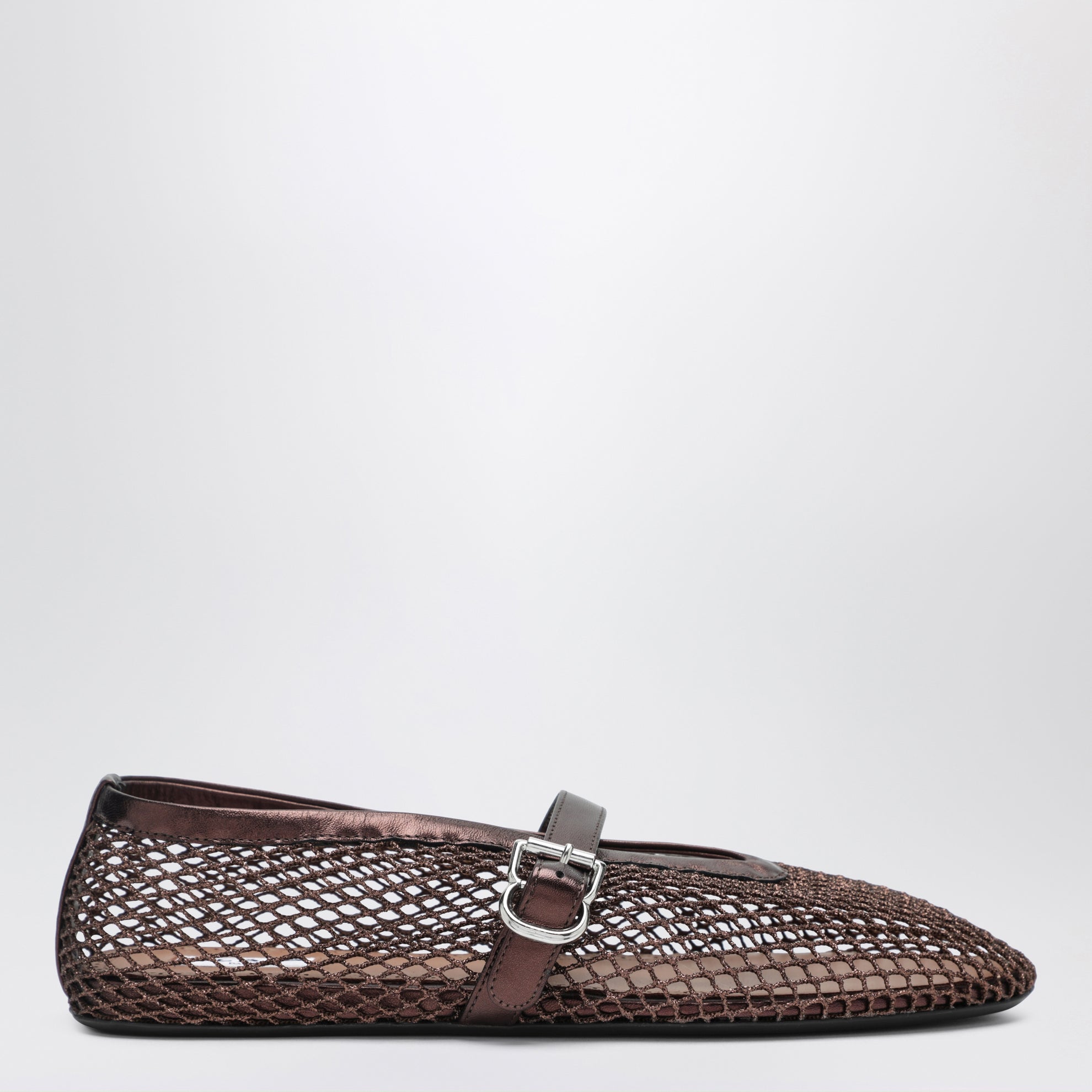 Flache Ballerinas aus laminiertem Mesh Bronze